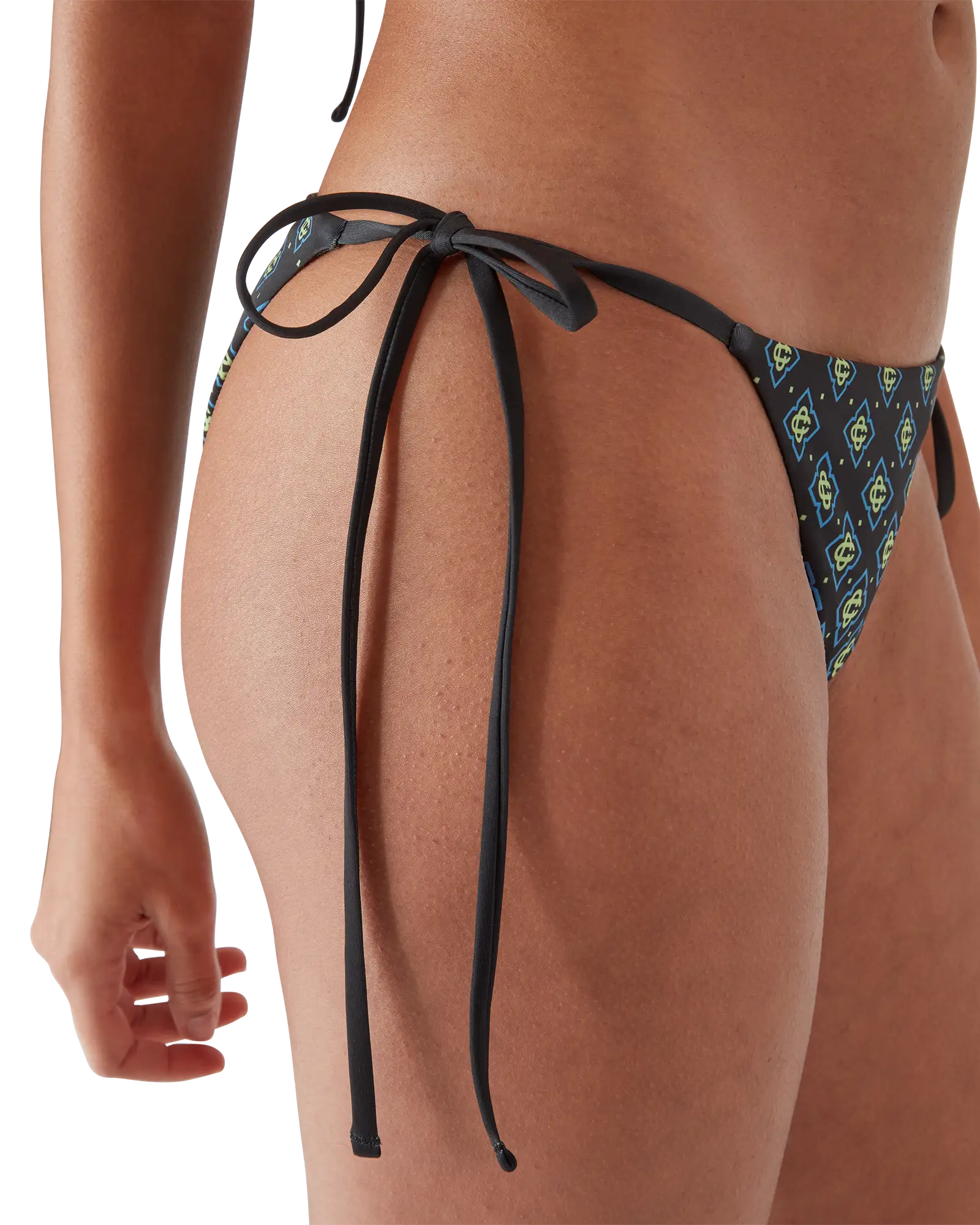 Casablanca Slip Bikini Monogram Nero con Lacci