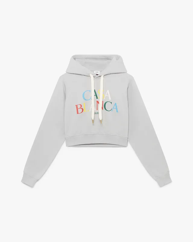 Casablanca Stacked Logo felpa con cappuccio grigia cotone