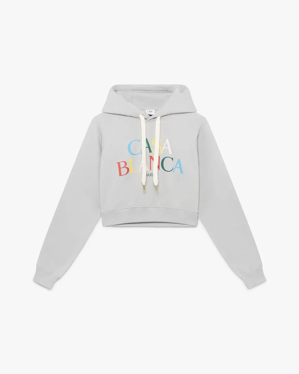 Casablanca Stacked Logo felpa con cappuccio grigia cotone