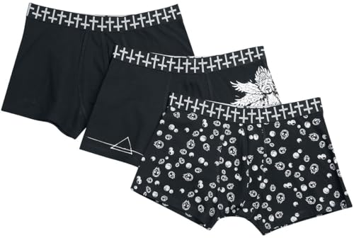 Gothicana by EMP set 3 boxer neri con stampa uomo