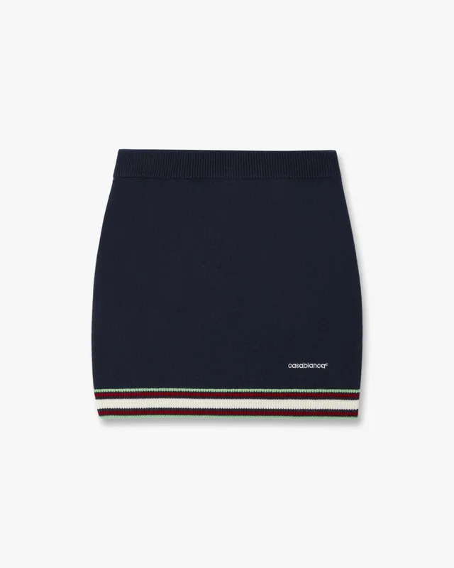 Casablanca Merino minigonna in lana blu navy slim