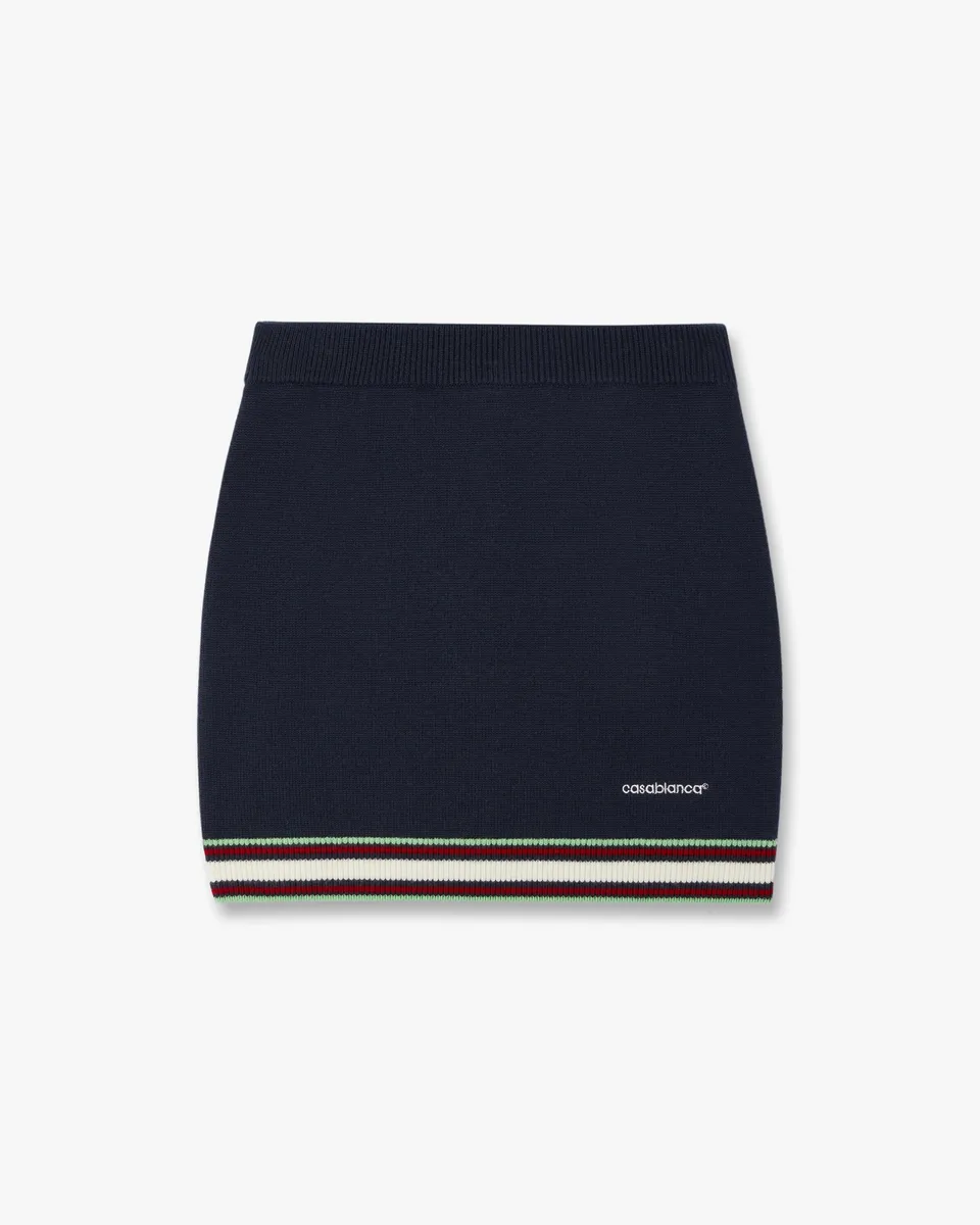 Casablanca Merino minigonna in lana blu navy slim