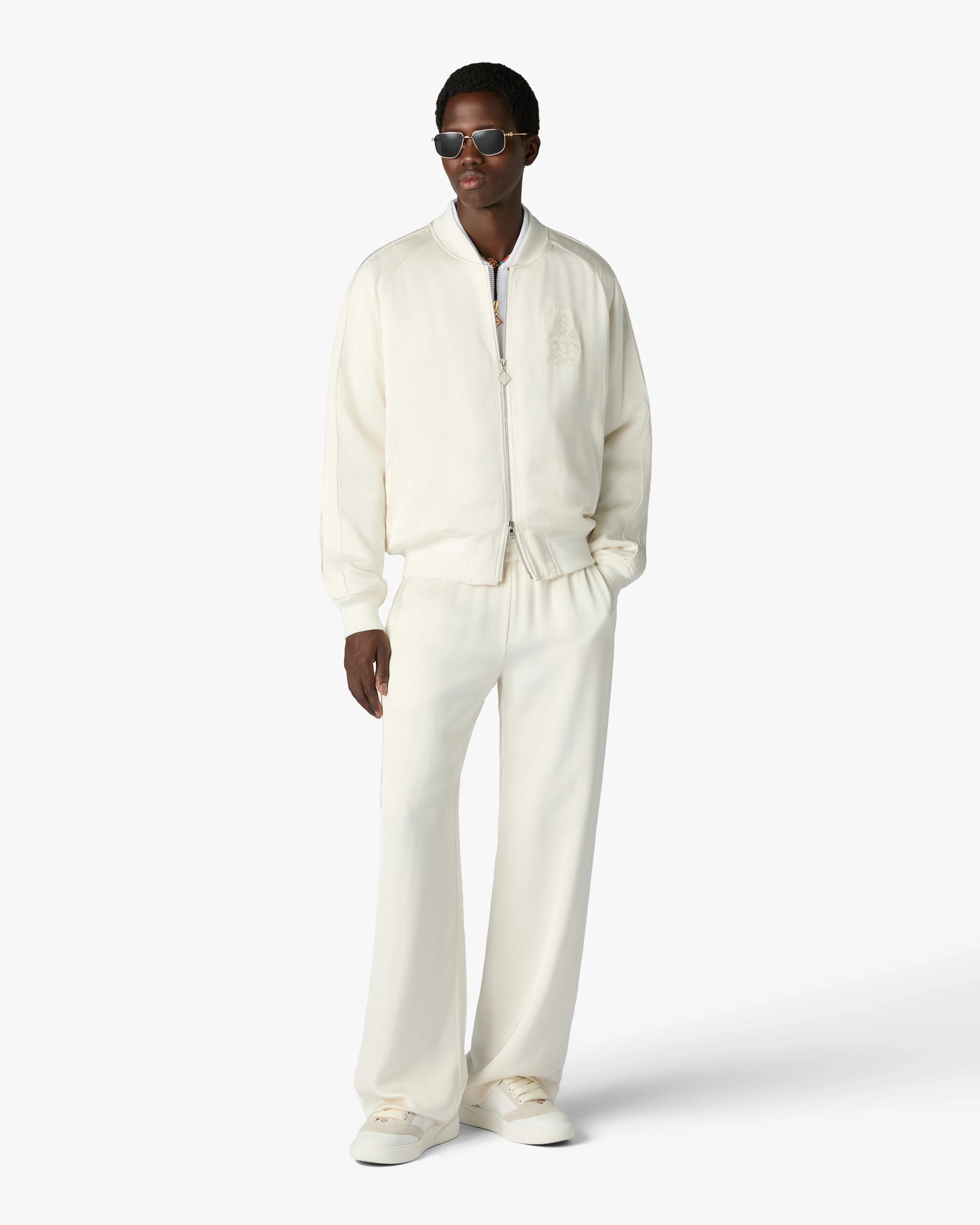 Casablanca Hotel Emblem Bomber Satin Panna Ricamato