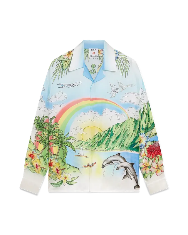 Casablanca Aloha camicia seta maniche lunghe