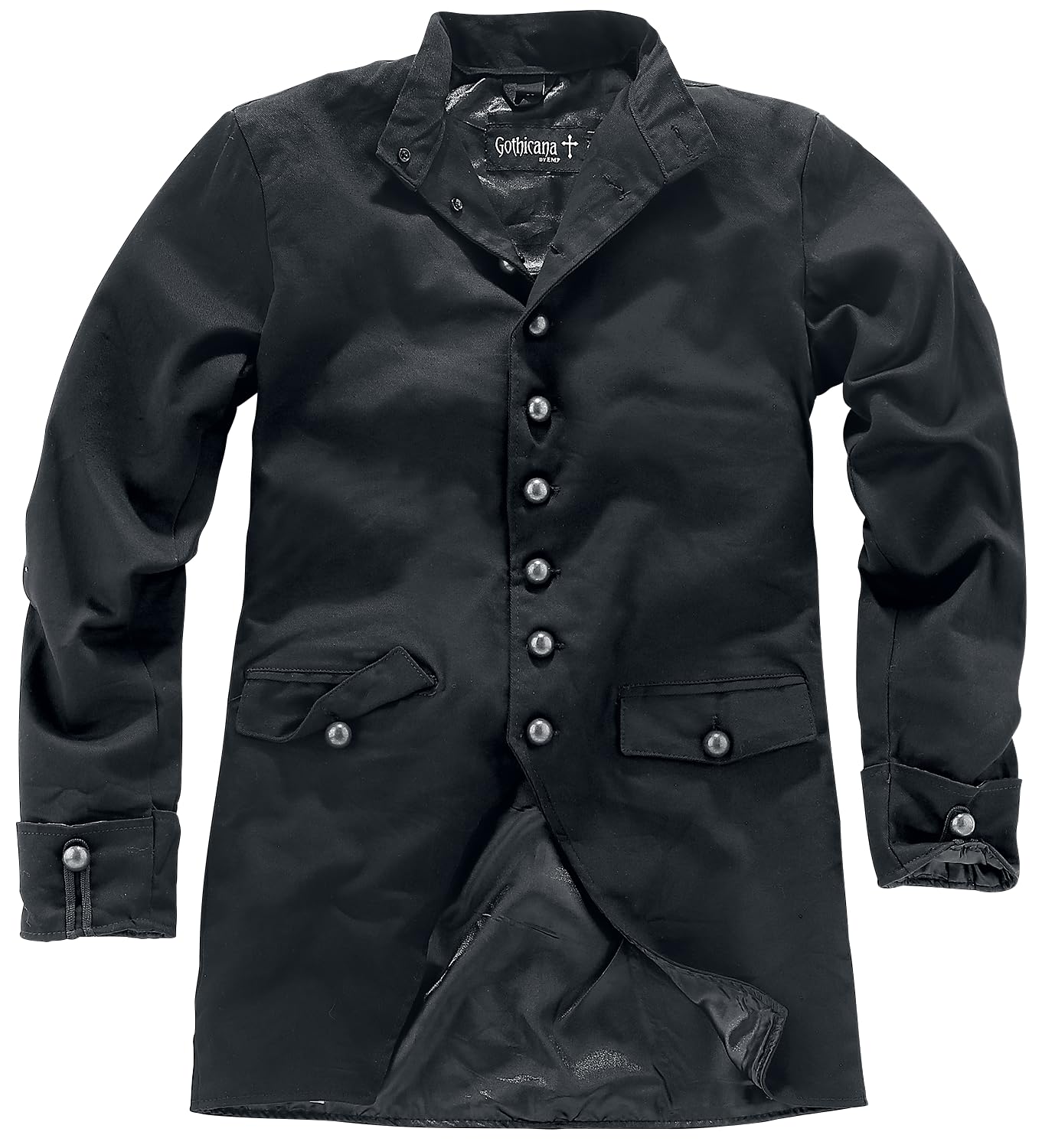 Gothicana by EMP cappotto uomo nero collo alto XL