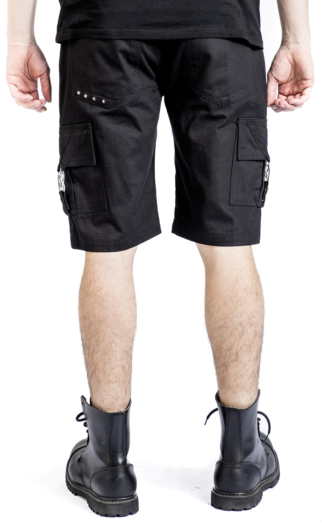 Gothicana Pantaloncini Neri Pentagramma Fibbie Uomo