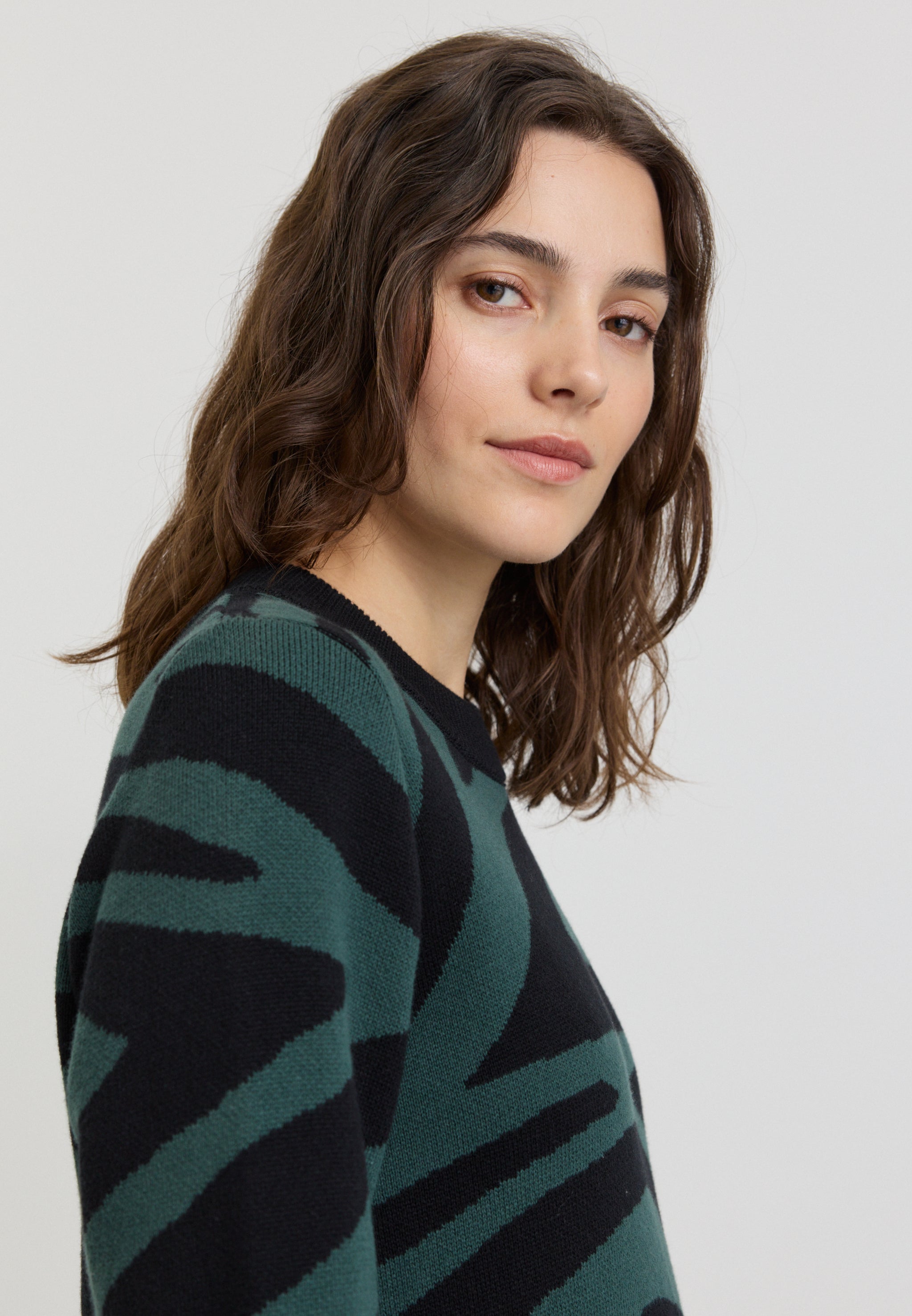 Recolution Amaranthus Zebra vestito maglia jacquard deep green