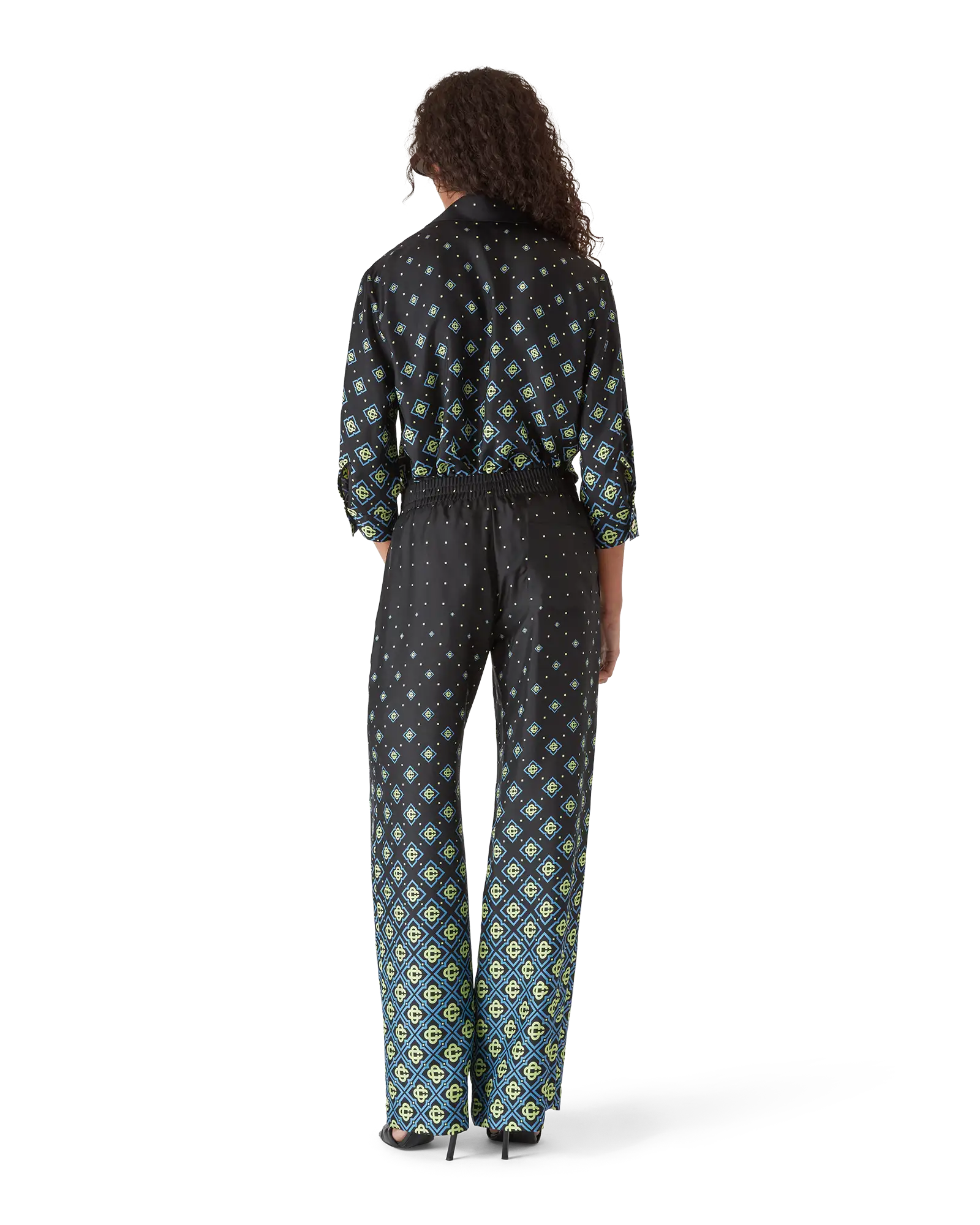 Casablanca Degrade Monogram pantaloni seta nero