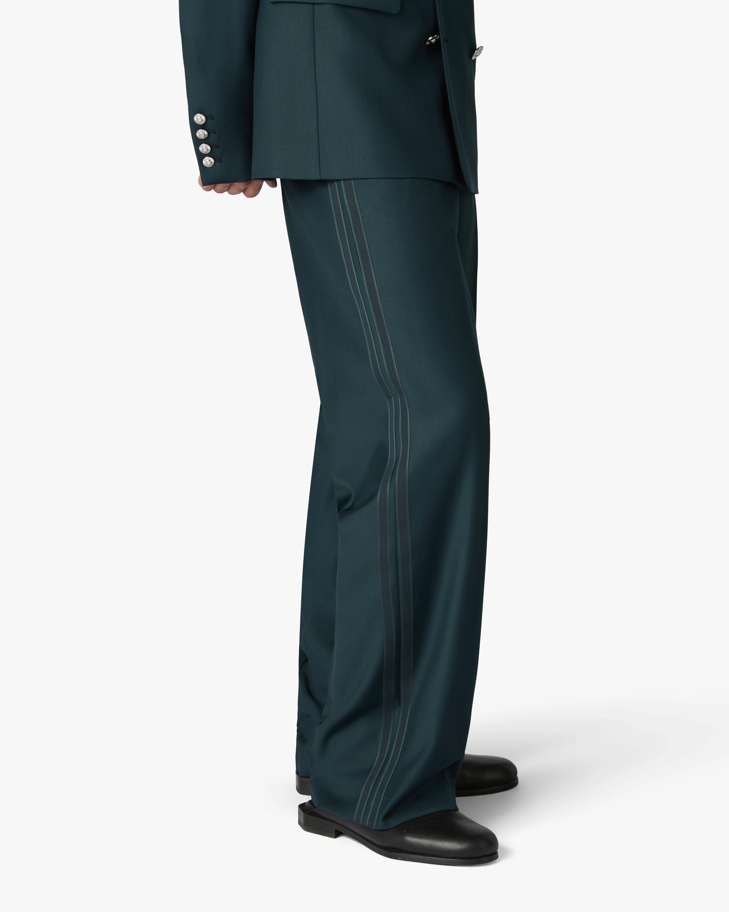 Casablanca Dark Teal Straight Leg pantaloni verde petrolio lana