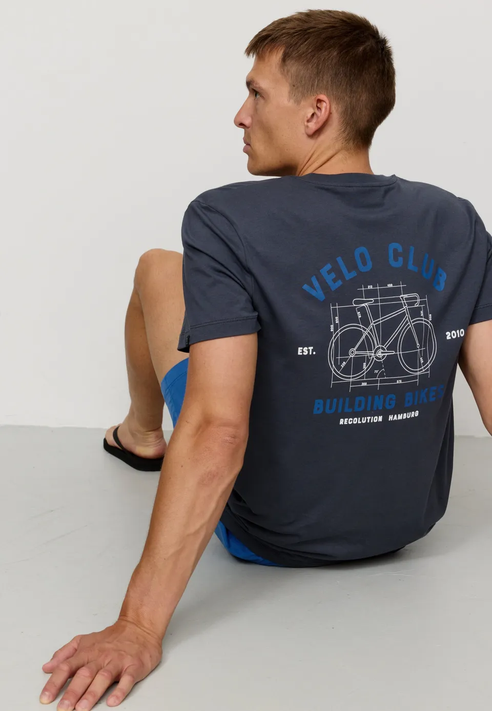 Recolution Agave Velo Club t-shirt grigio scuro cotone bio
