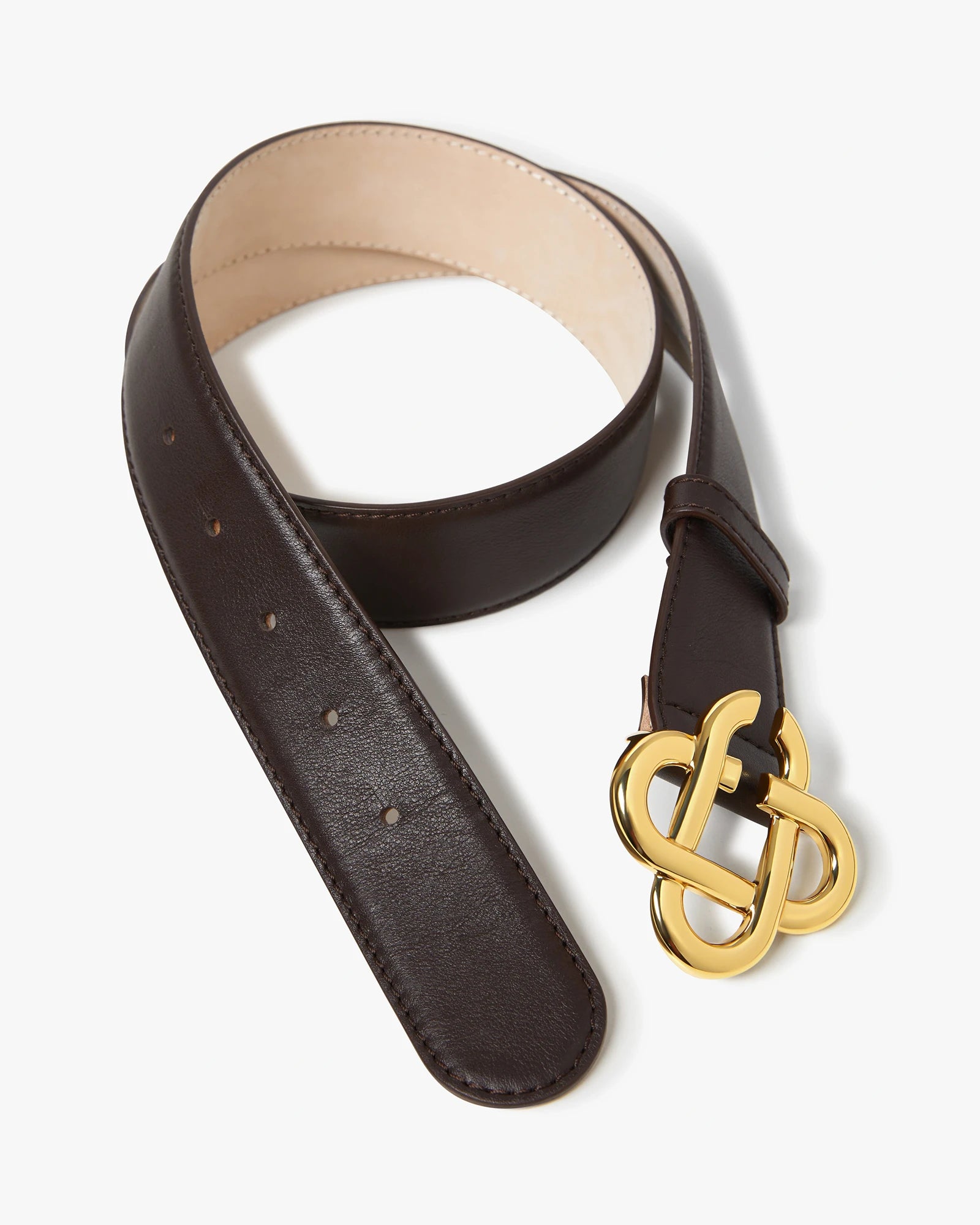 Casablanca Classic CC cintura pelle marrone fibbia oro