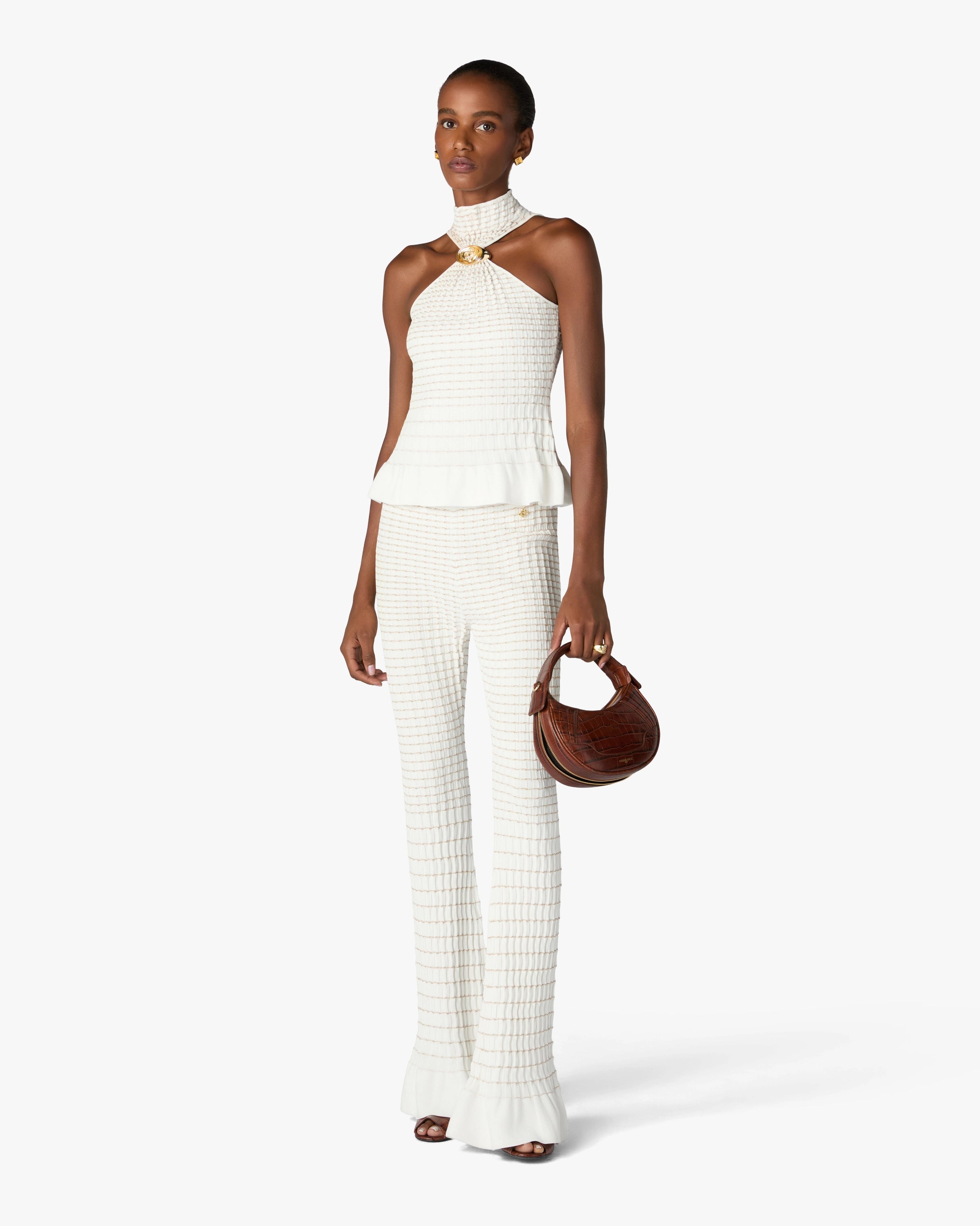 Casablanca Pleated Mosaic top donna bianco plissettato