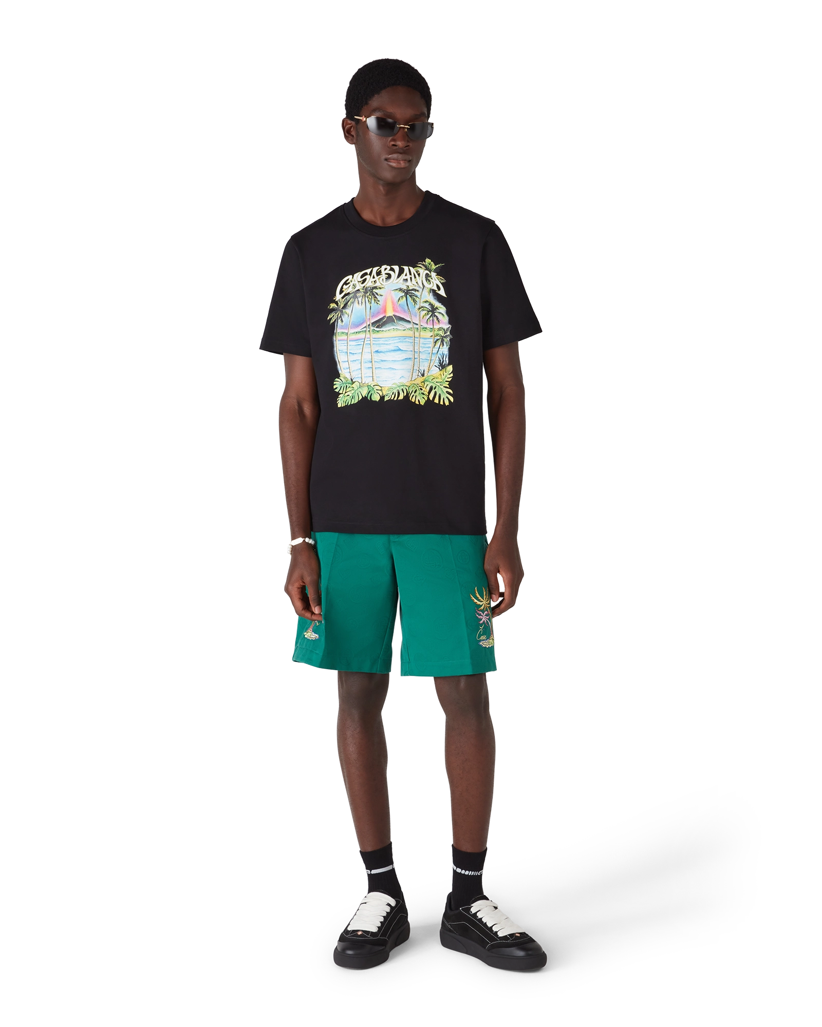 Casablanca Volcano t-shirt uomo nera cotone organico