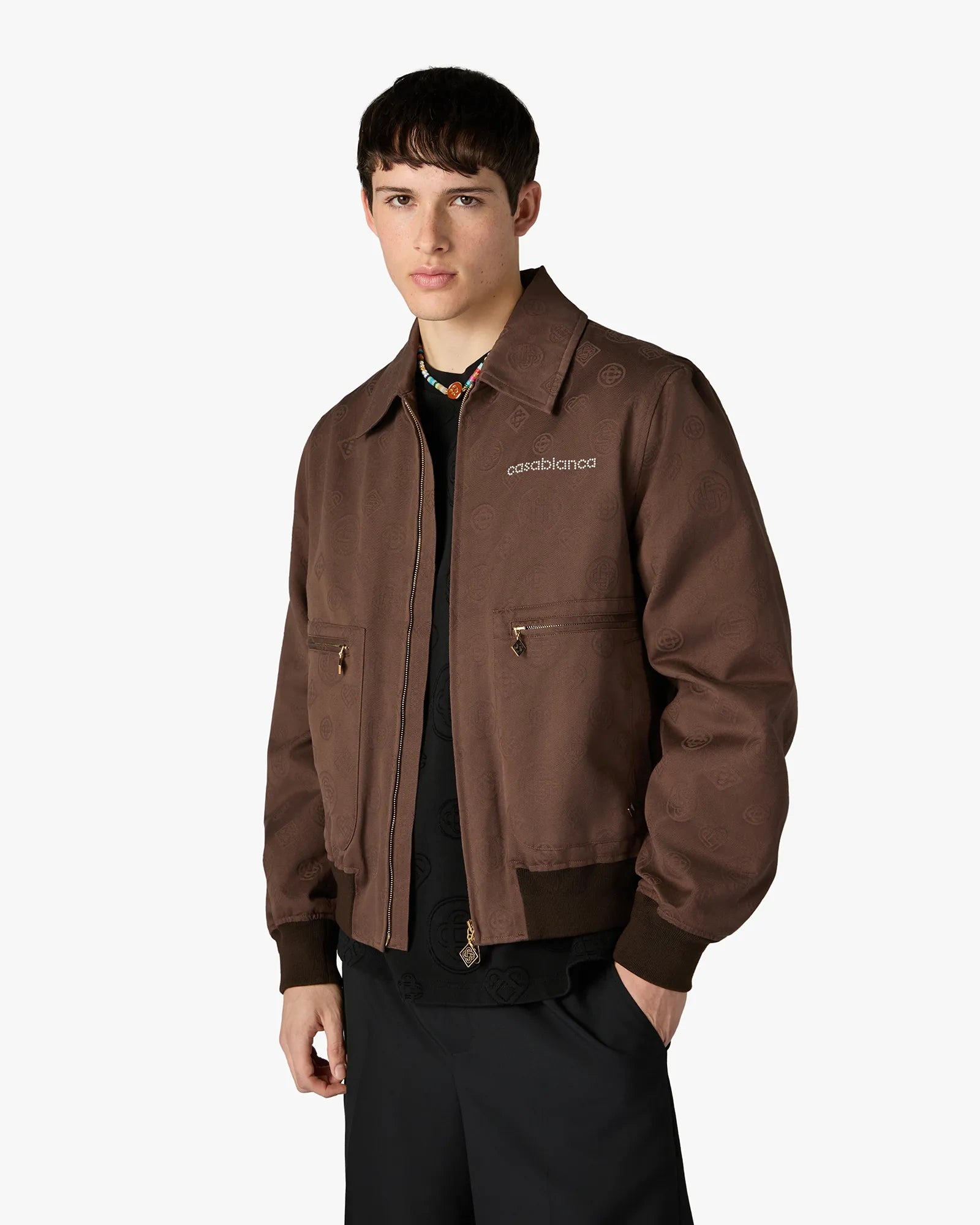 Casablanca Monogram blouson marrone cotone zip