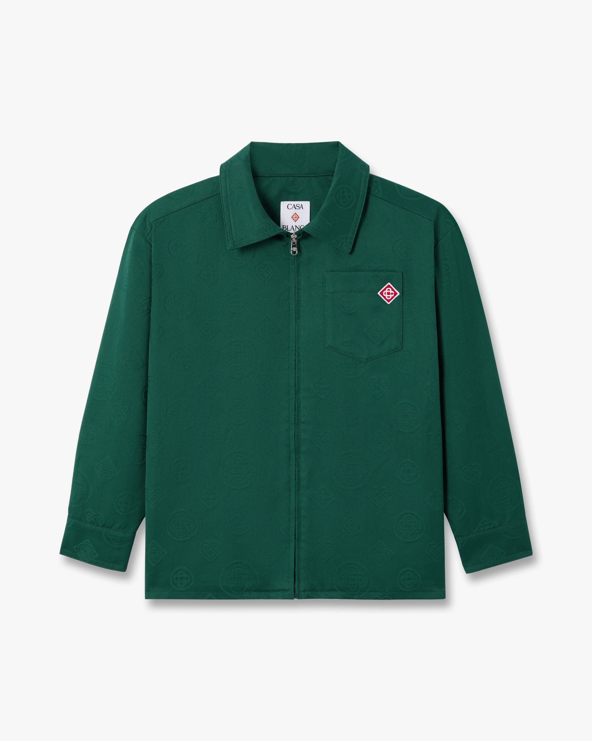 Casablanca Monogram camicia bambino verde zip