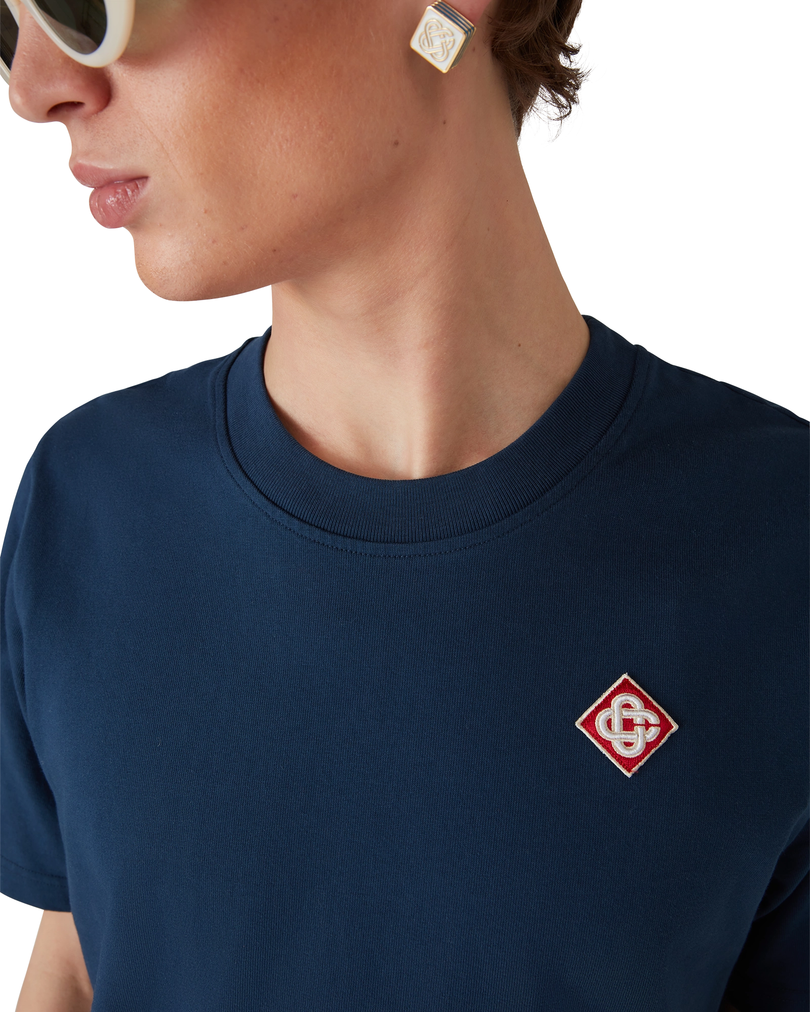 Casablanca Diamond Logo t-shirt navy cotone bio