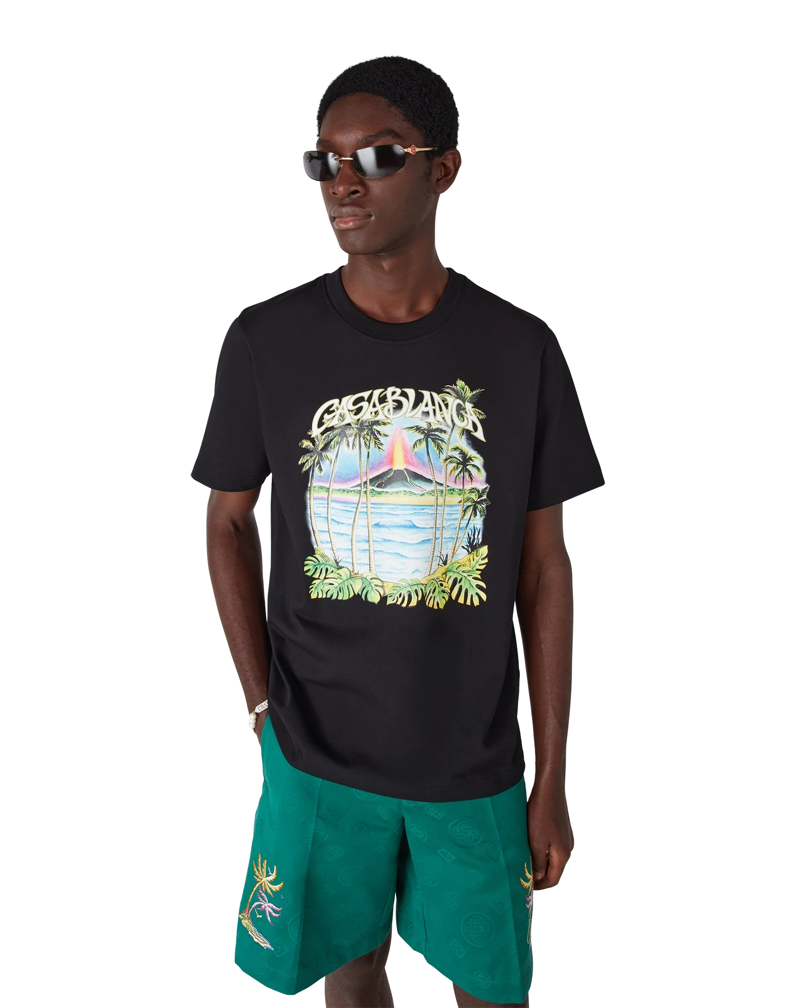 Casablanca Volcano t-shirt uomo nera cotone organico