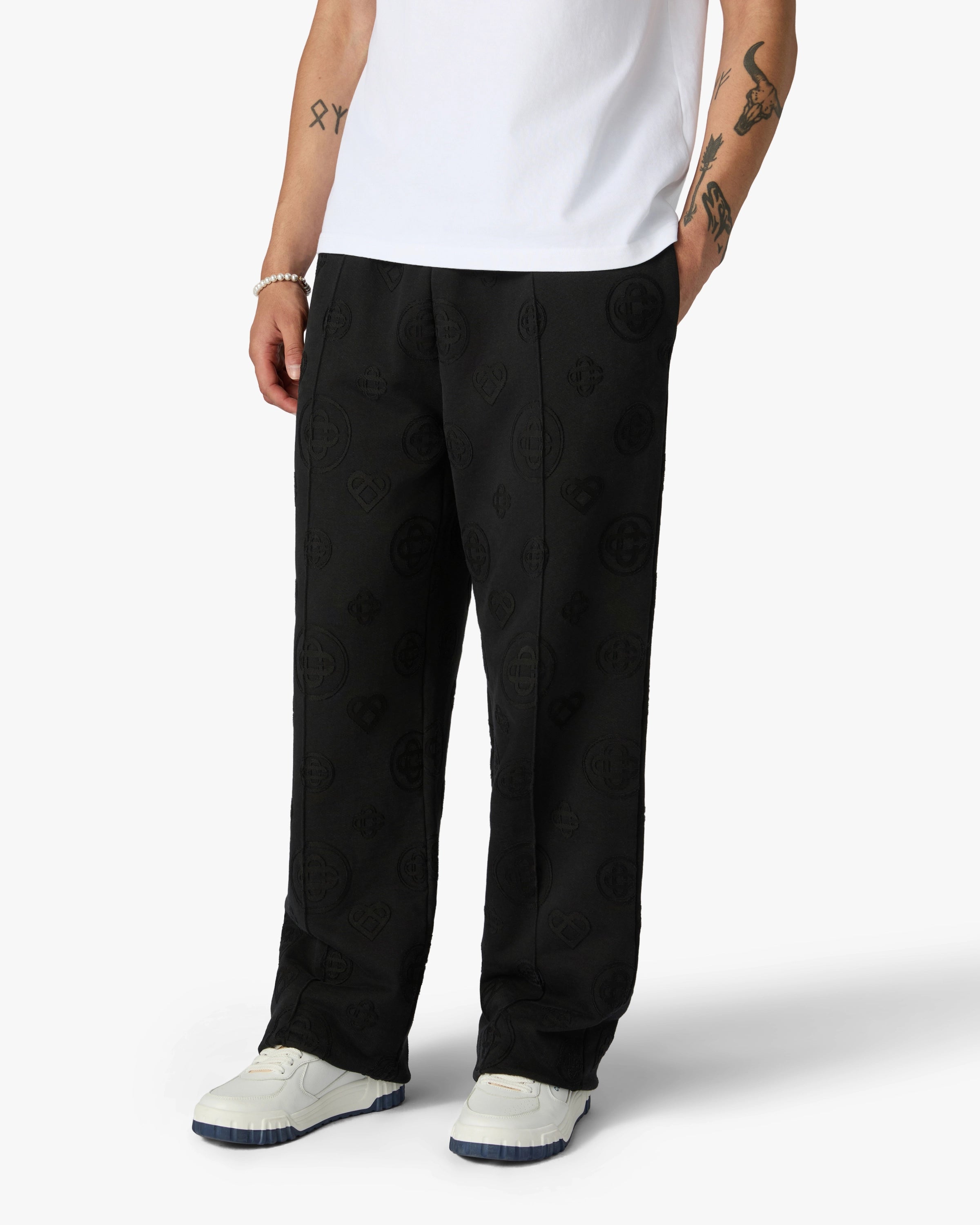 Casablanca Monogram pantaloni tuta neri cotone