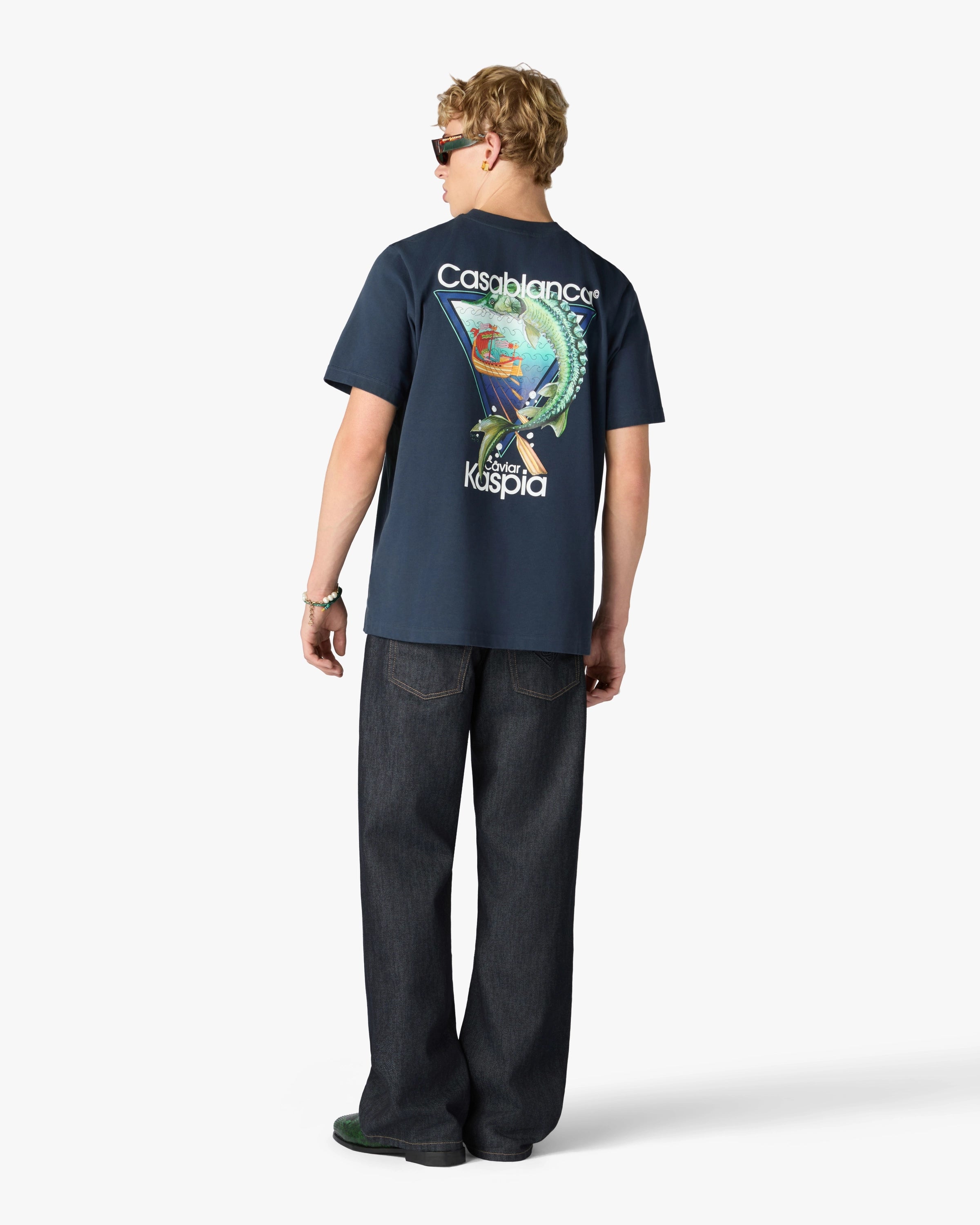 Casablanca Casa Kaspia New York Club Icon T-Shirt Blu