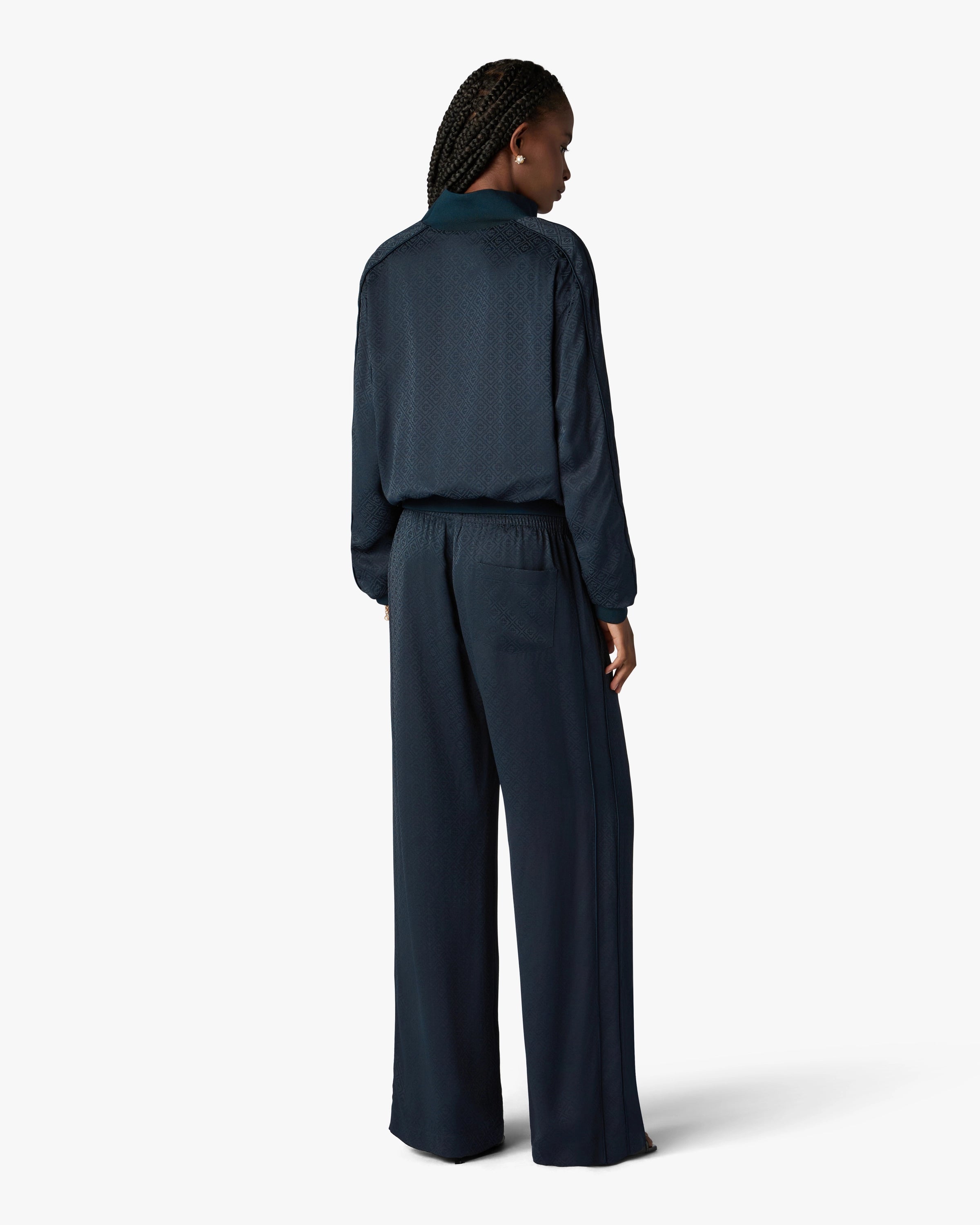 Casablanca Monogram pantaloni tuta viscosa navy