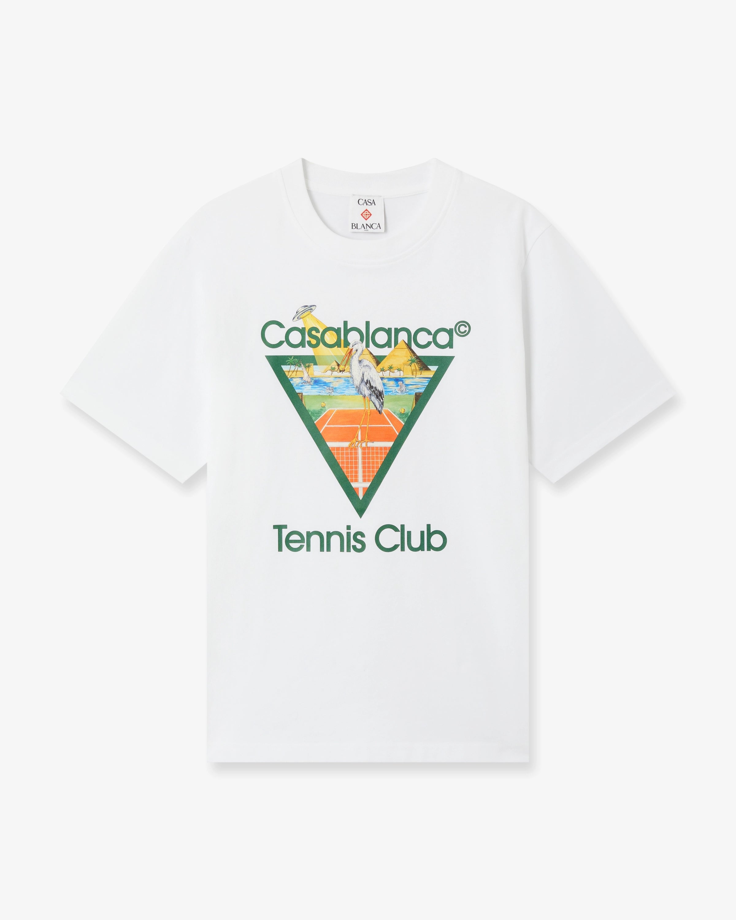 Casablanca Tennis Club Icon Pyramid t-shirt bianca cotone bio