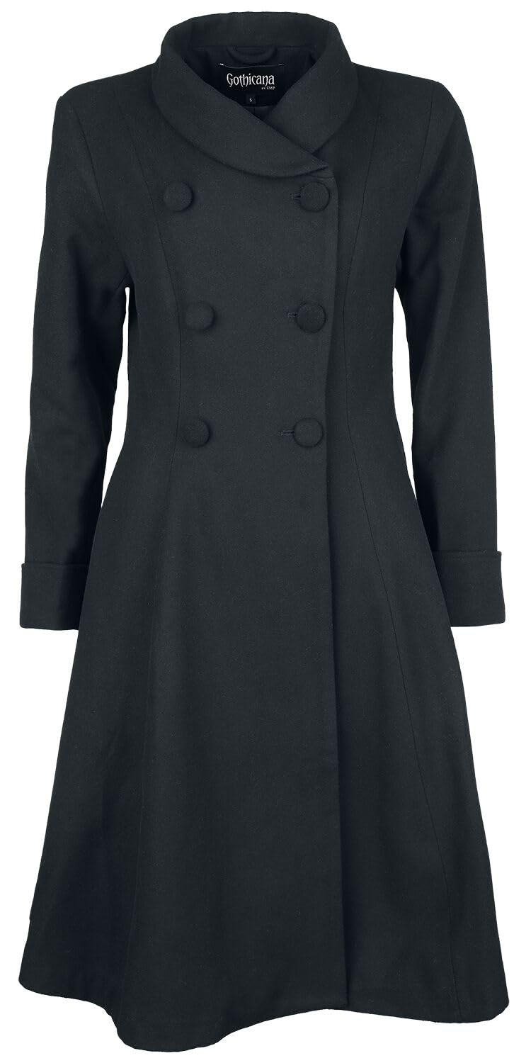 Gothicana by EMP Cappotto Nero Doppia Abbottonatura Taglia L