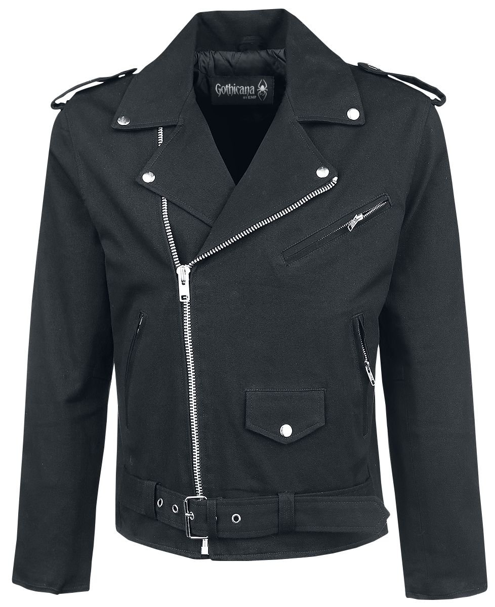 Gothicana Giacca Biker Nera Uomo Mezza Stagione