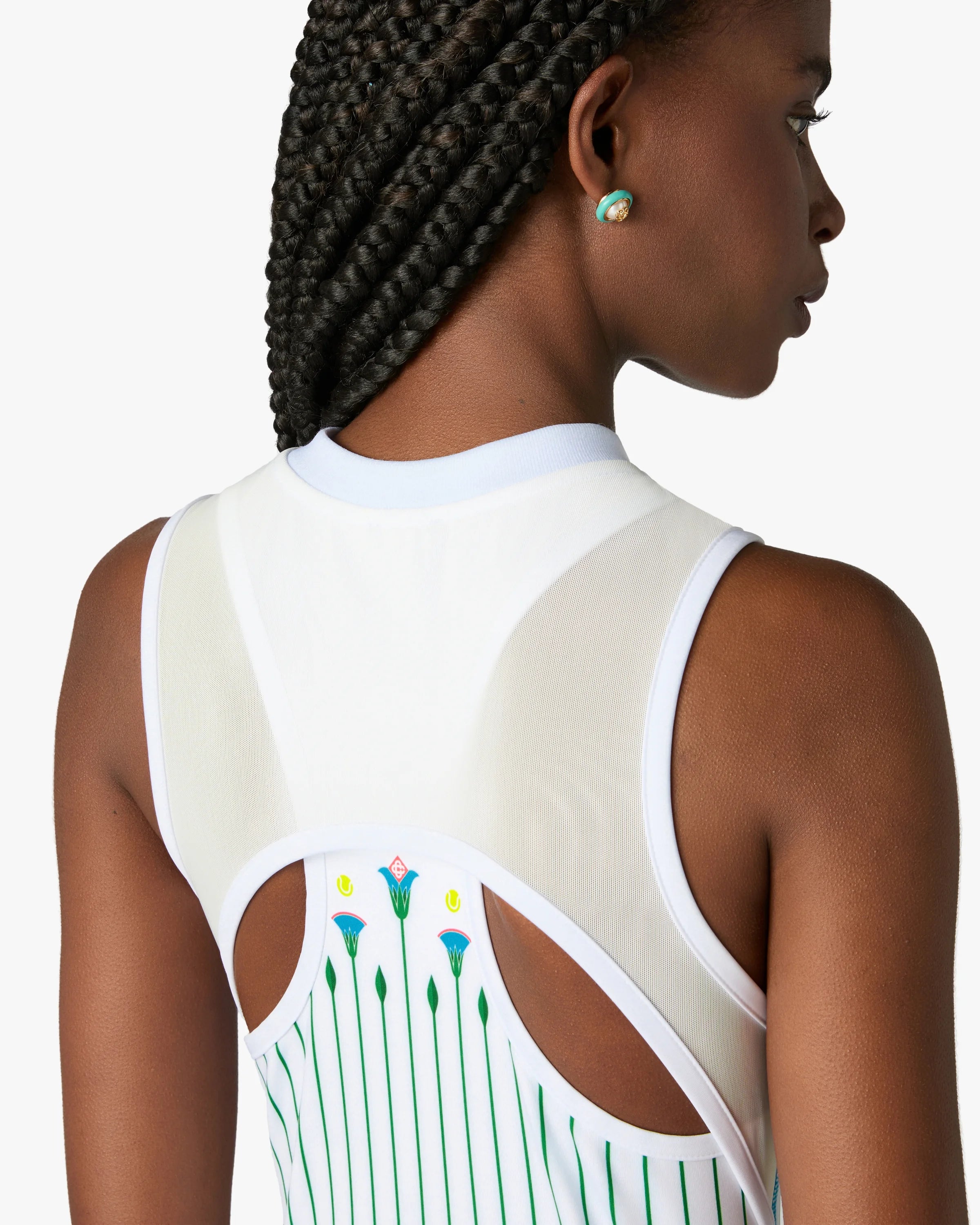 Casablanca Floral Stripe vestito tennis bianco slim