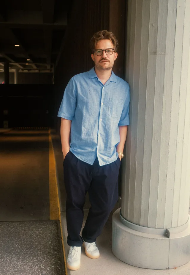 Recolution Cashew Stripes camicia lino blu a righe