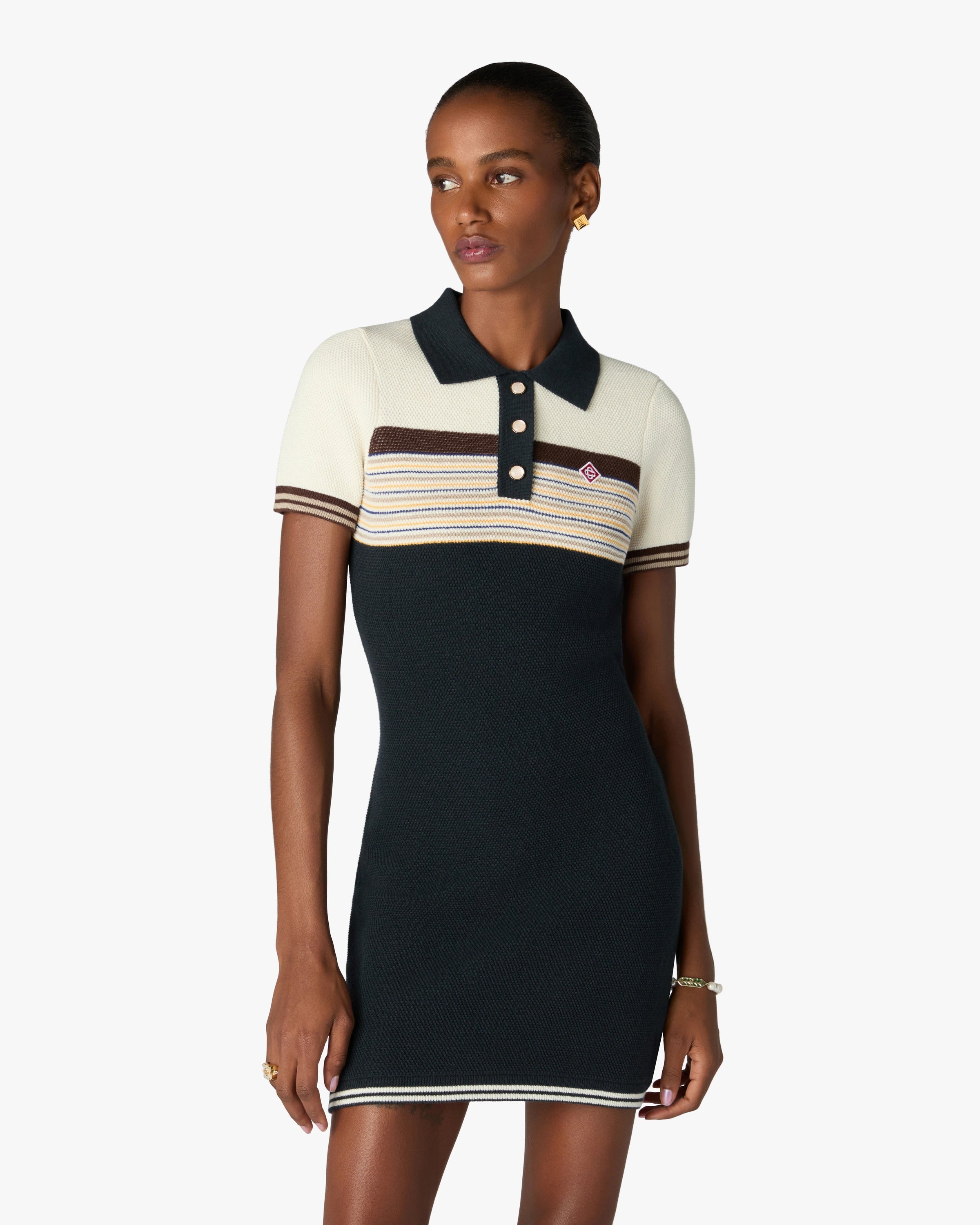 Casablanca Café Culture abito mini polo navy lana