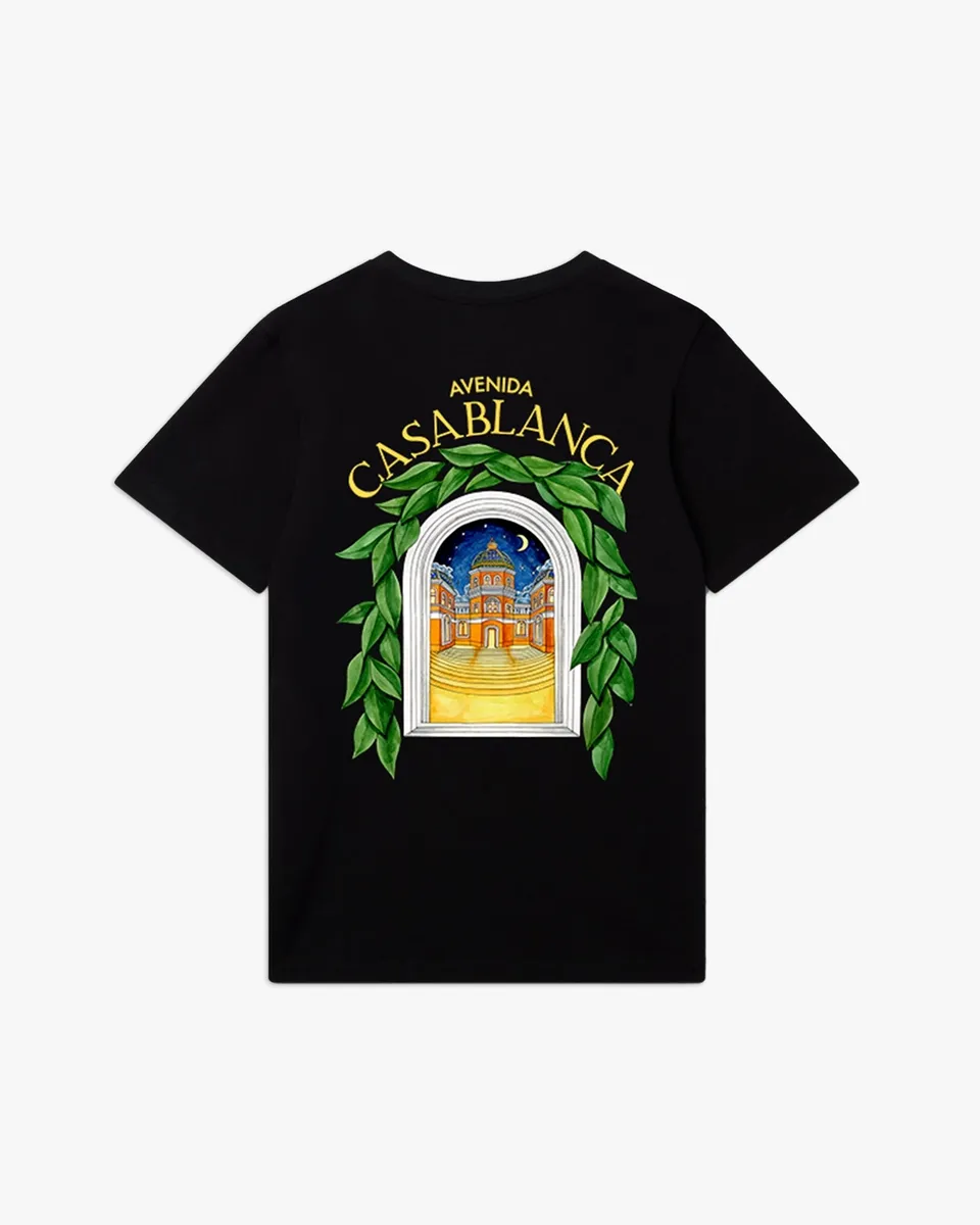 Casablanca Avenida T-shirt nera cotone