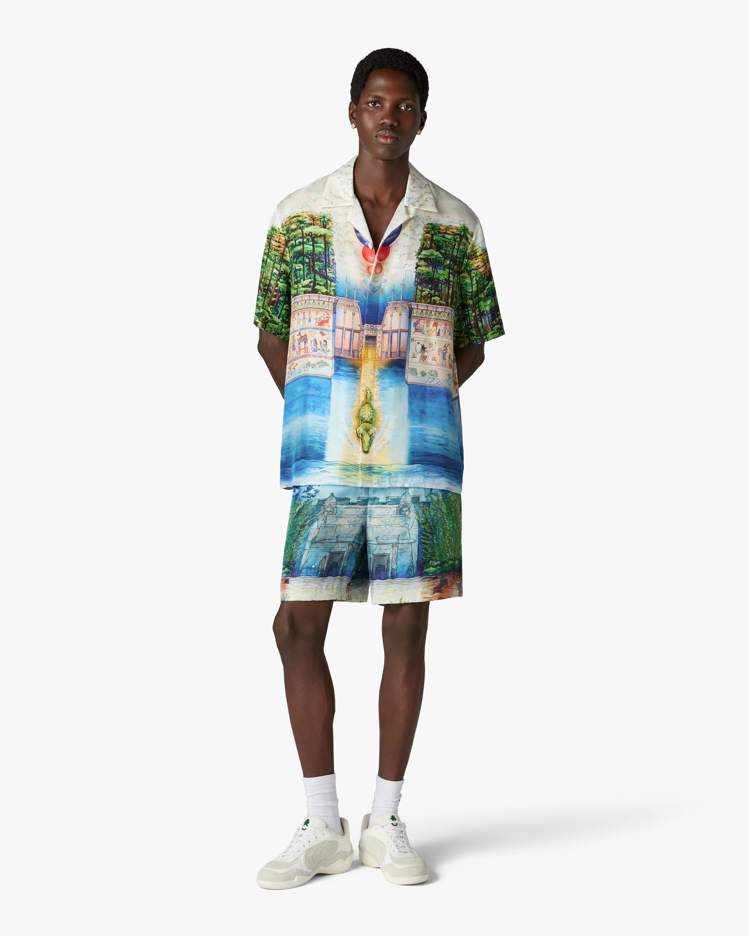 Casablanca Trompe L'Oeil camicia seta multicolore