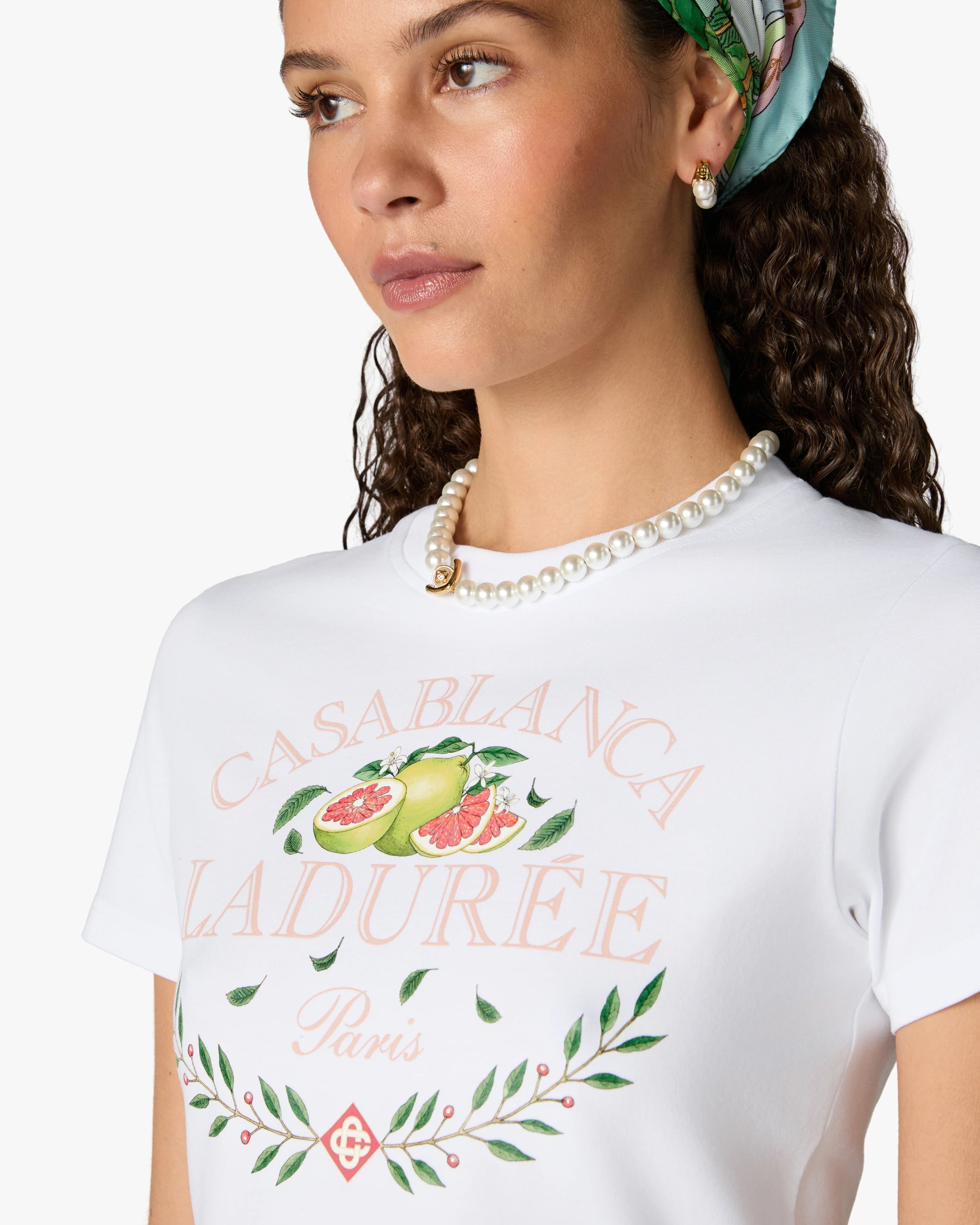 Casablanca Ladurée t-shirt cropped bianca donna