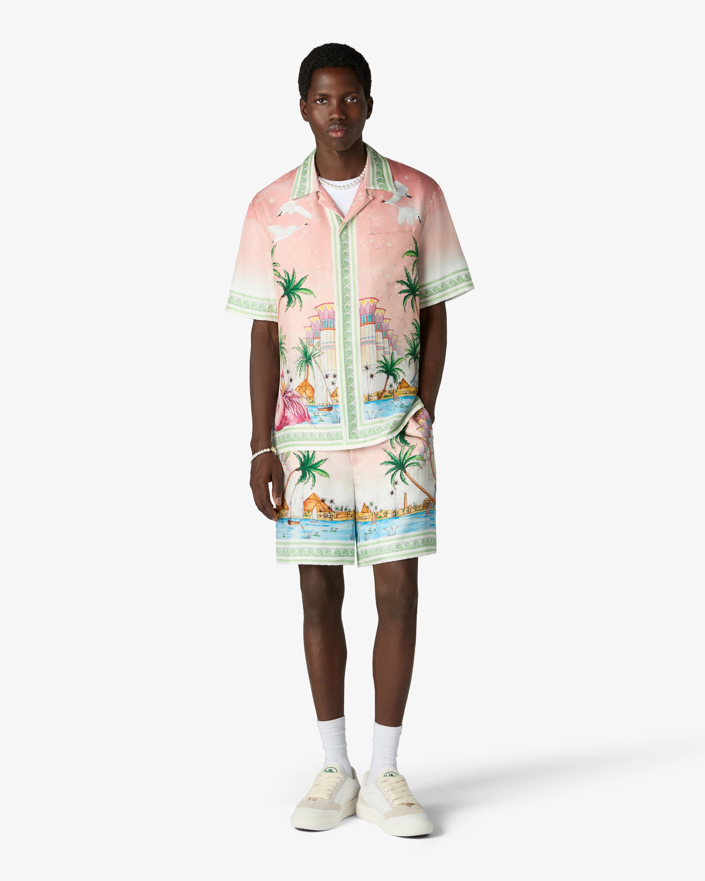 Casablanca Ethereal Camicia Seta Rosa Manica Corta