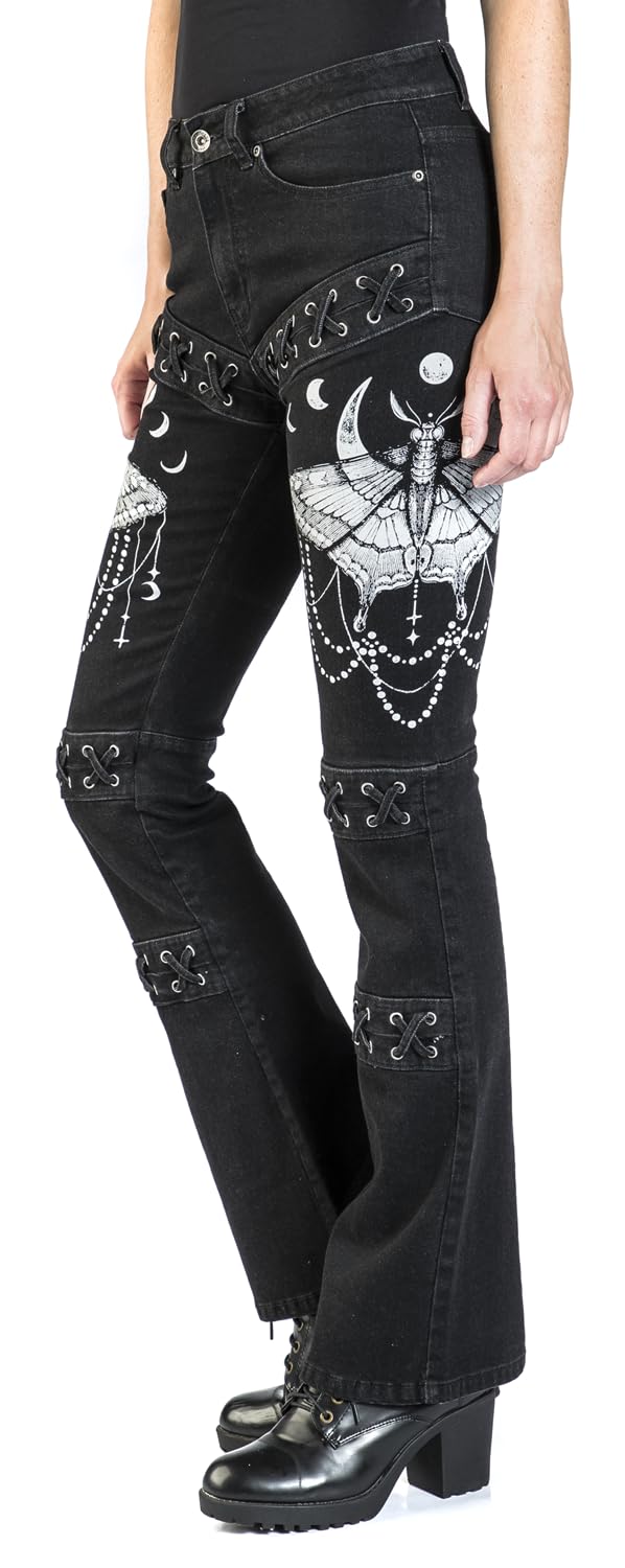 Gothicana by EMP Jeans Neri Allacciati 30W/32L Gotici