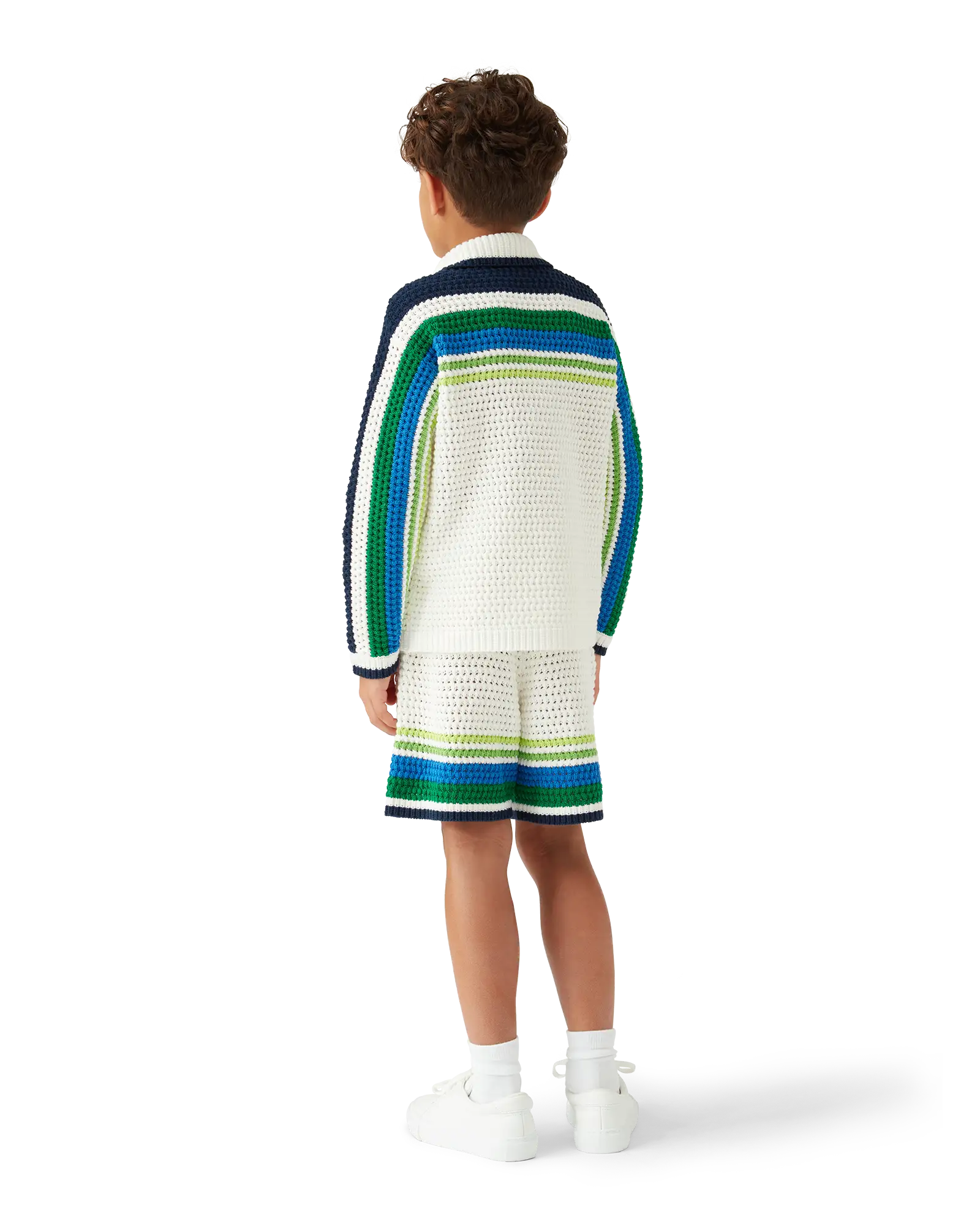 Casablanca Tennis Stripe maglia bimbo bianca maniche lunghe