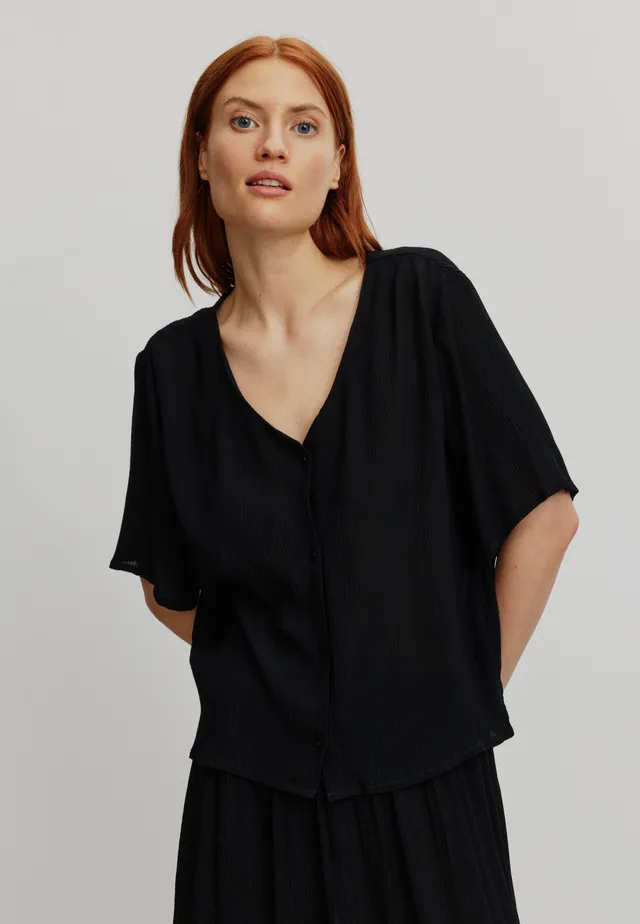 Recolution Spirea blusa nera manica corta viscosa