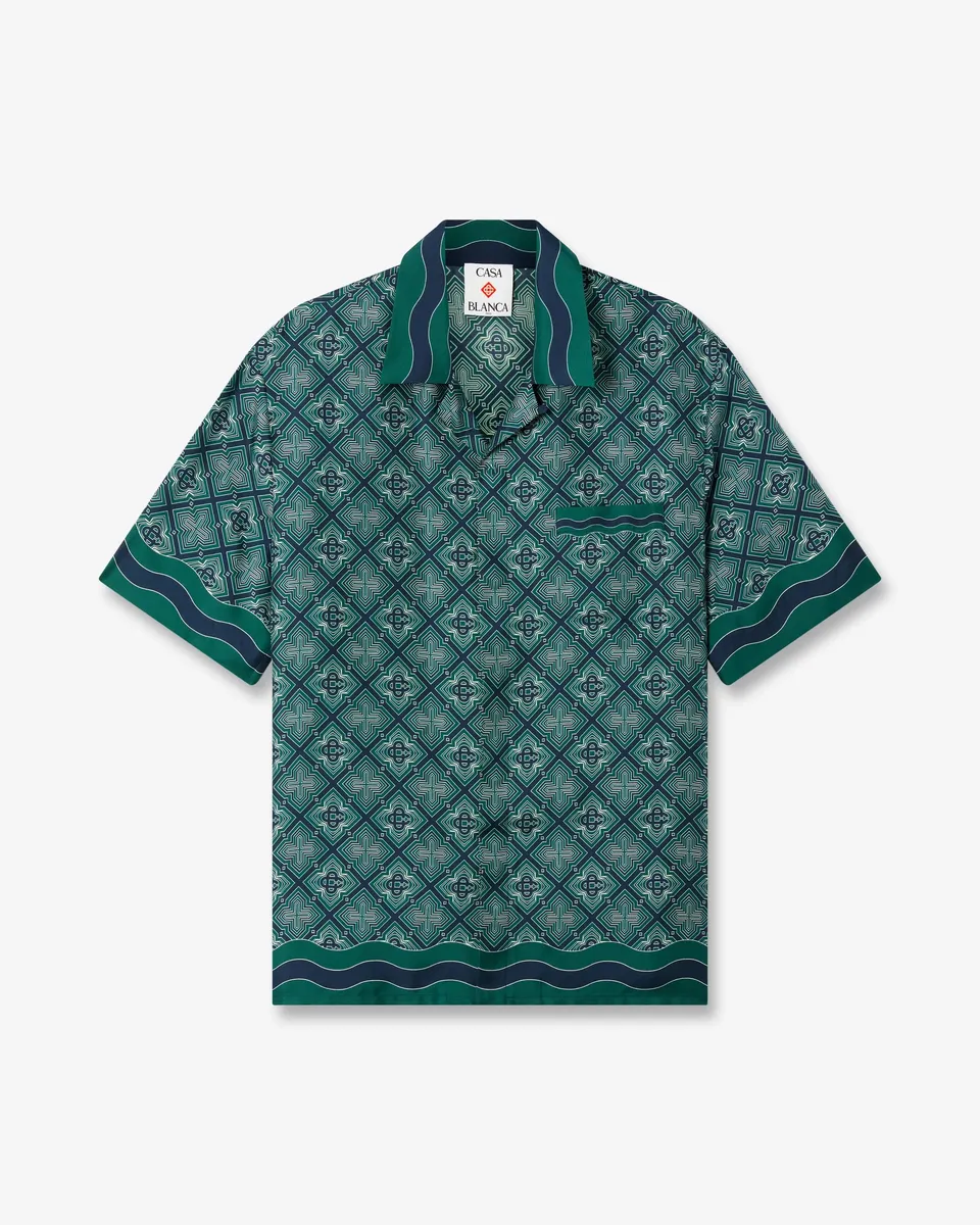 Casablanca Radiating Monogram camicia seta verde