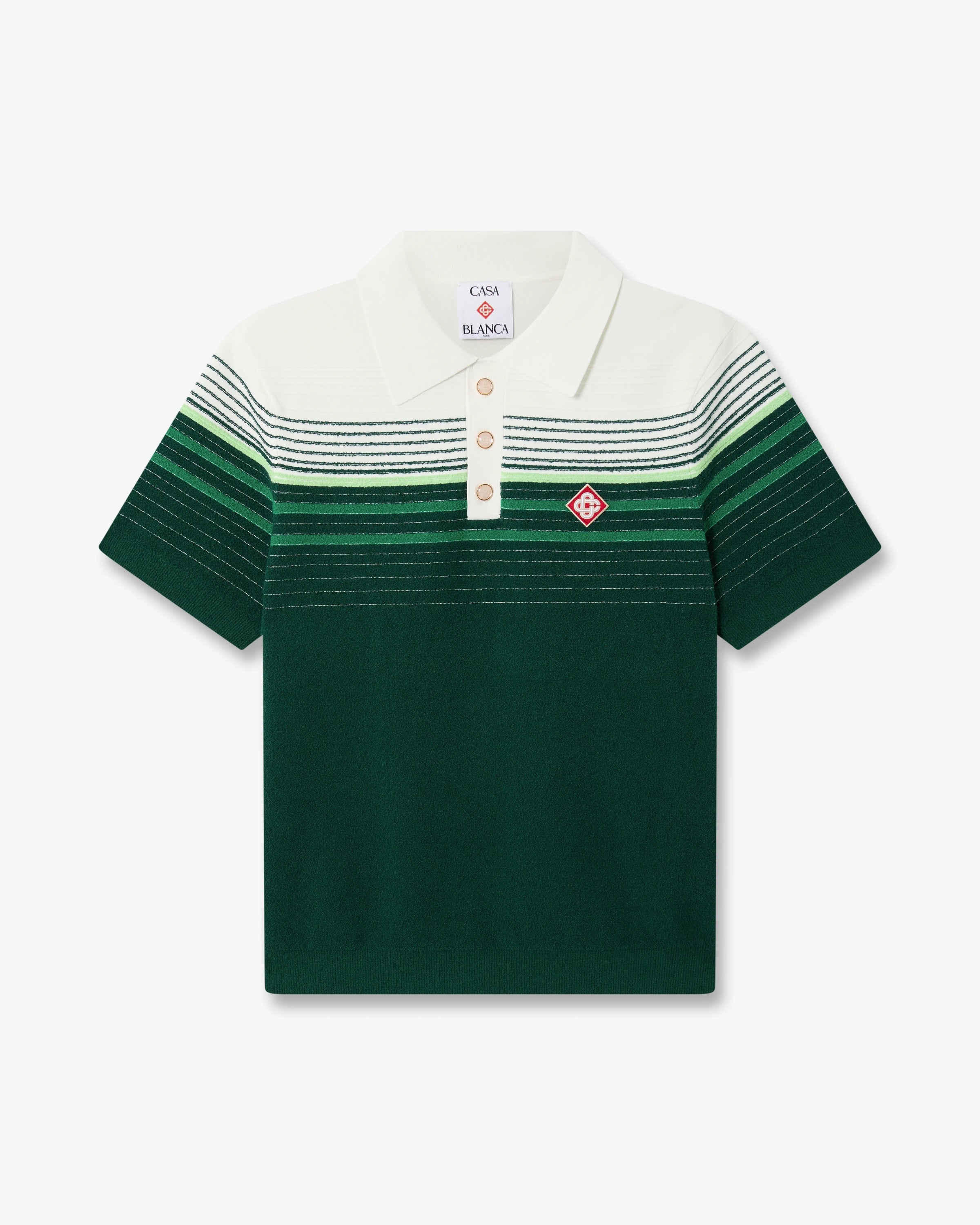 Casablanca Boucle Stripe polo verde bianco cotone