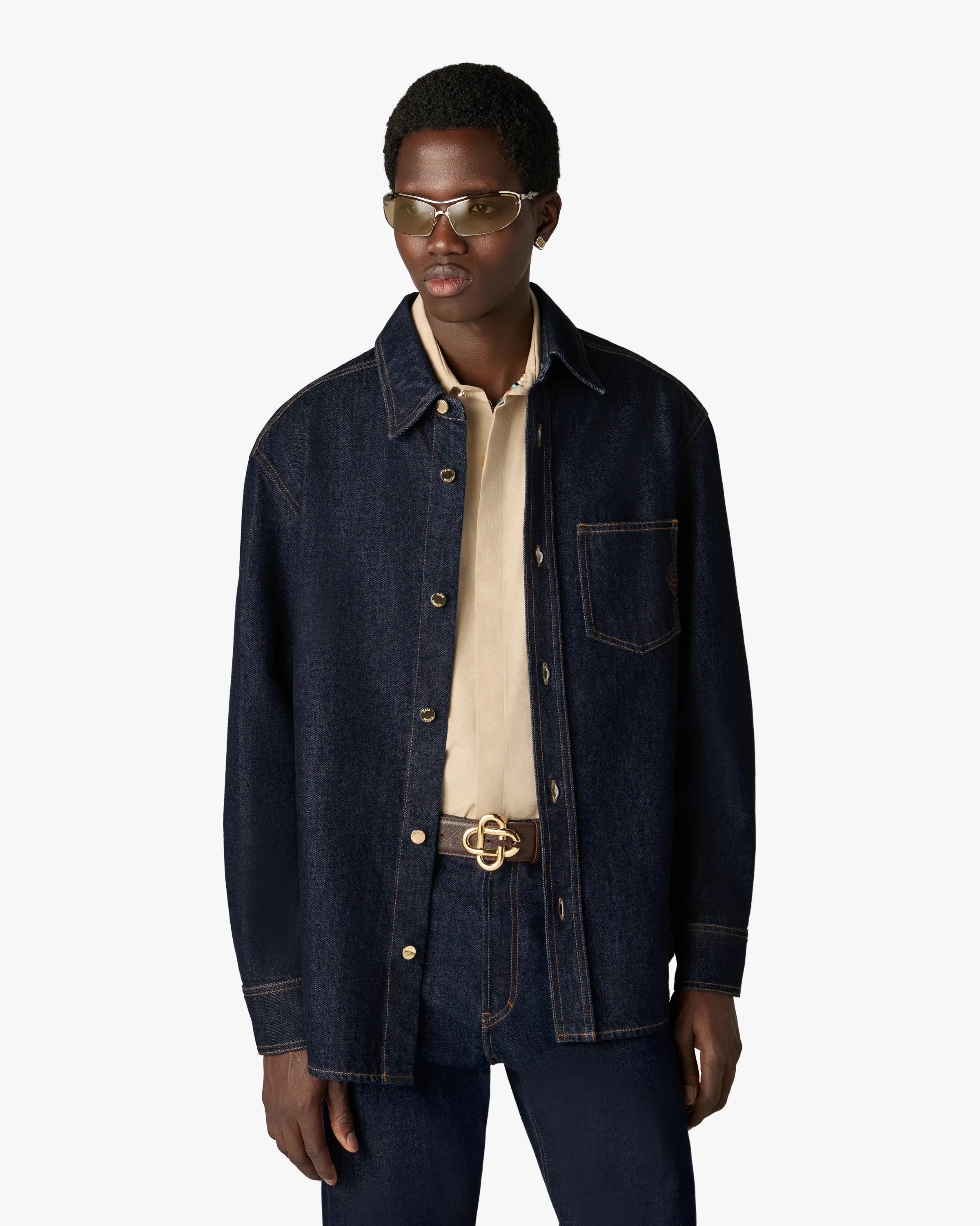 Casablanca Denim camicia uomo denim indaco taglia M