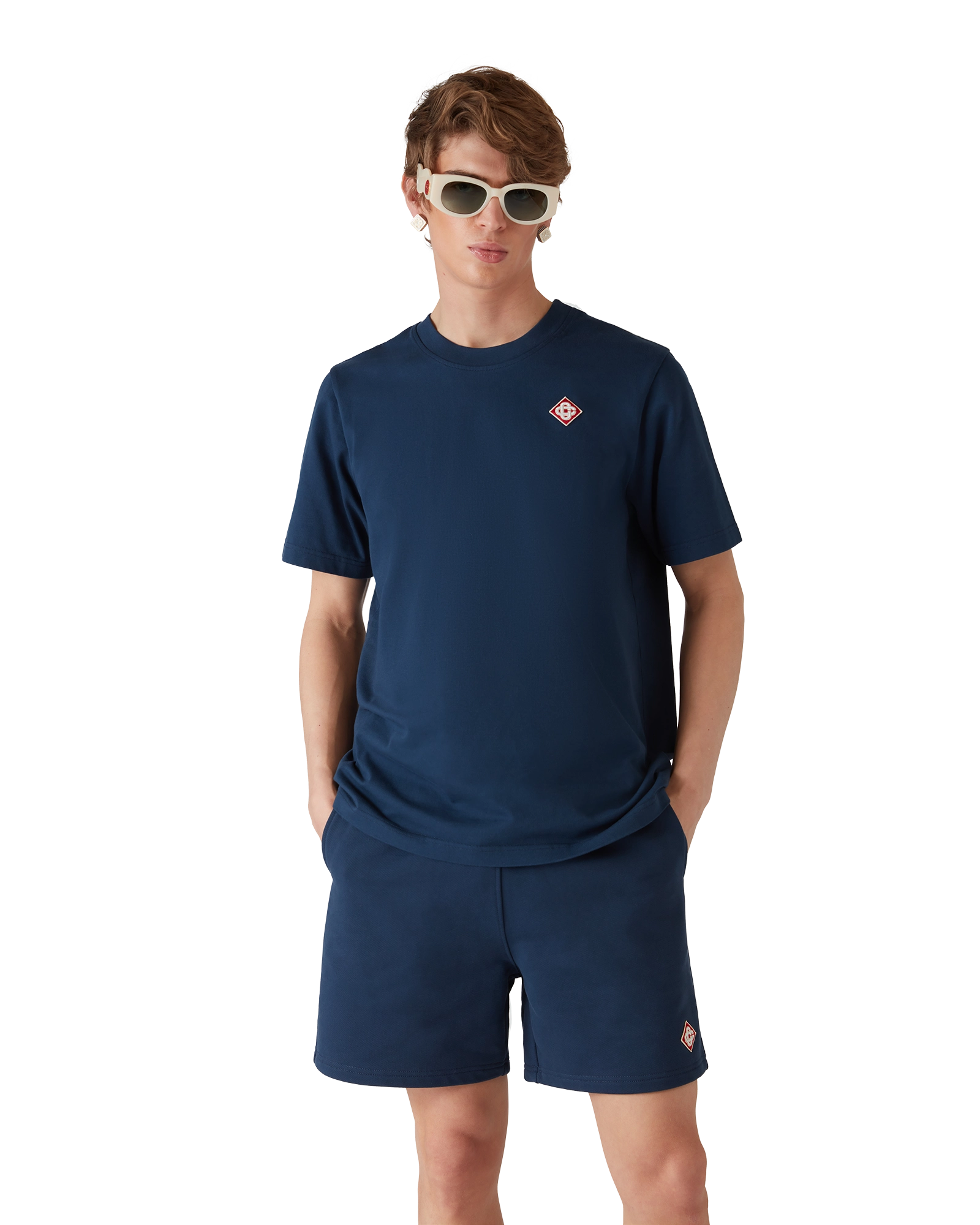 Casablanca Diamond Logo t-shirt navy cotone bio