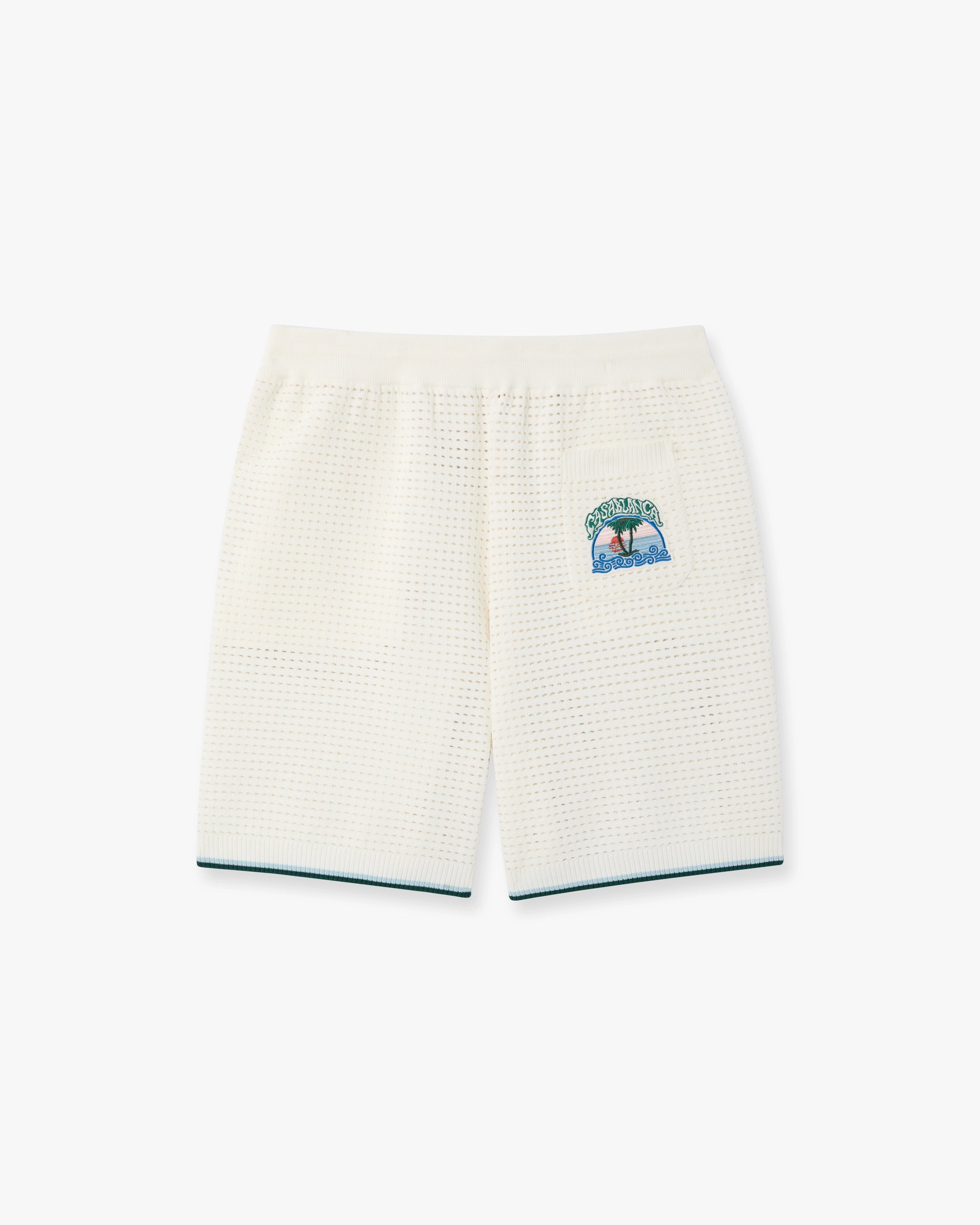 Casablanca Palm Tree shorts uncinetto bianchi