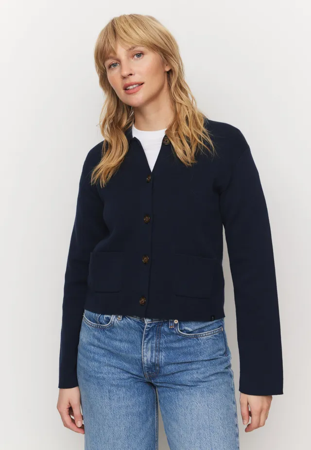 Recolution Celosia camicia in maglia donna blu navy bio