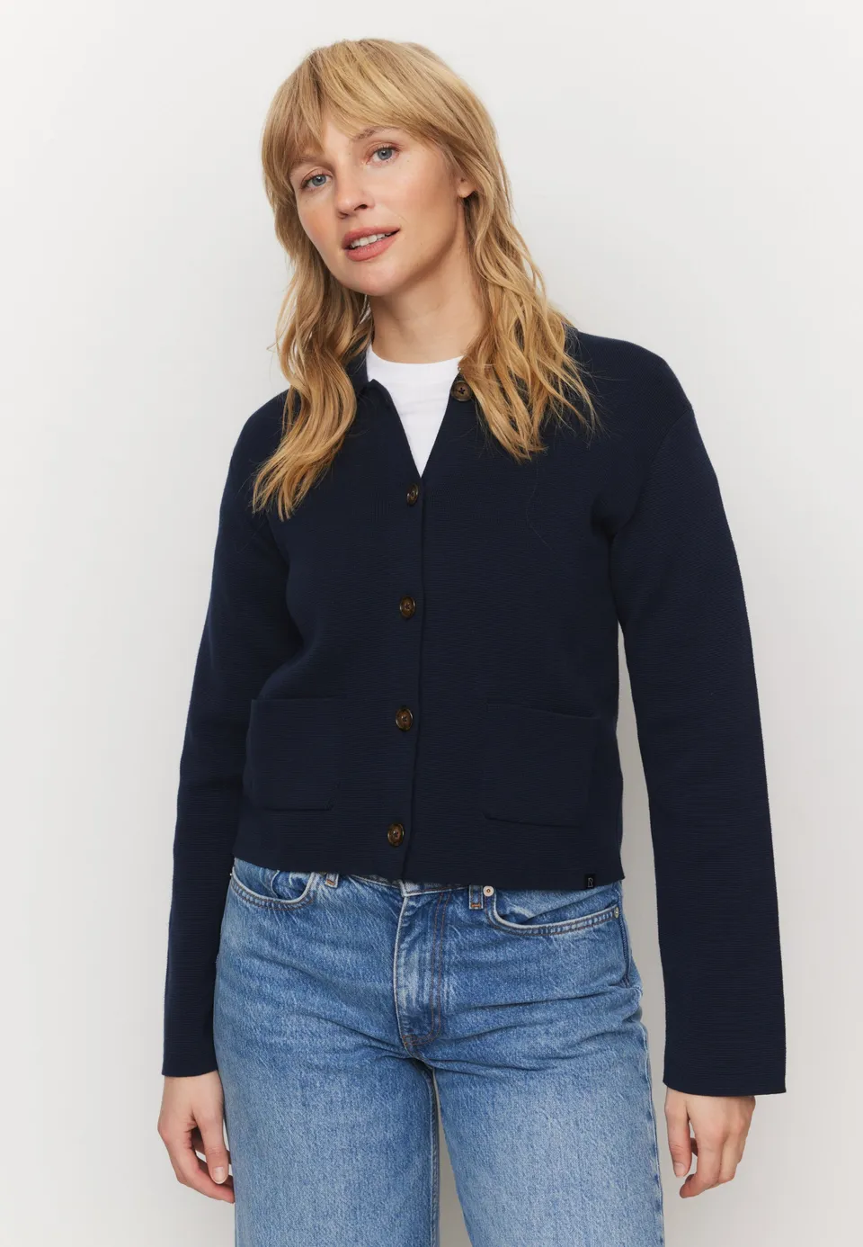 Recolution Celosia camicia in maglia donna blu navy bio