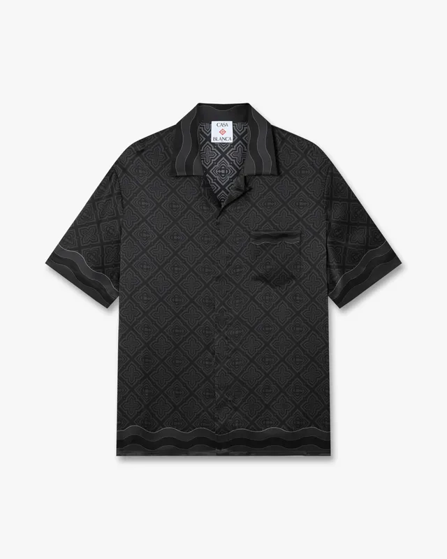 Casablanca Radiating Monogram camicia nera seta uomo
