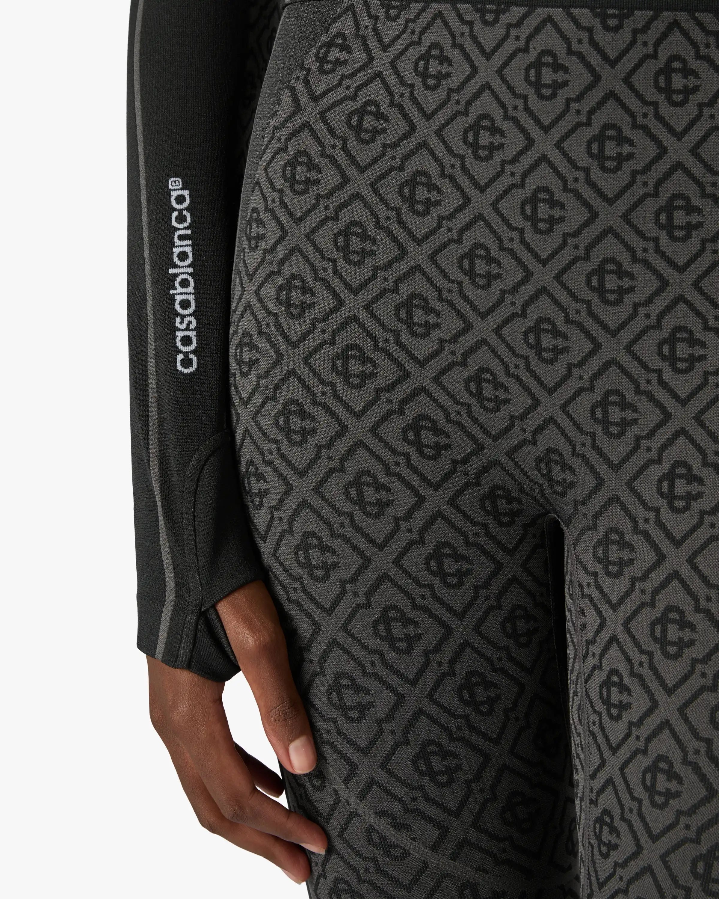 Casablanca Grey Seamless top monogram grigio half-zip
