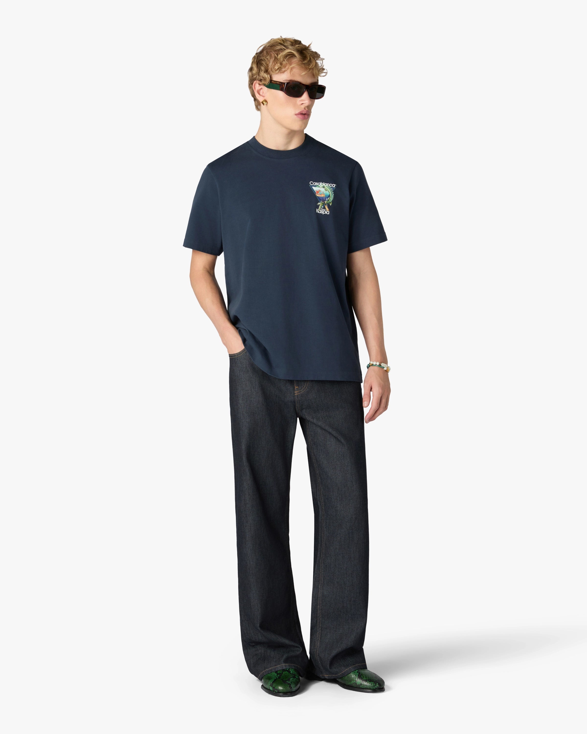 Casablanca Casa Kaspia New York Club Icon T-Shirt Blu