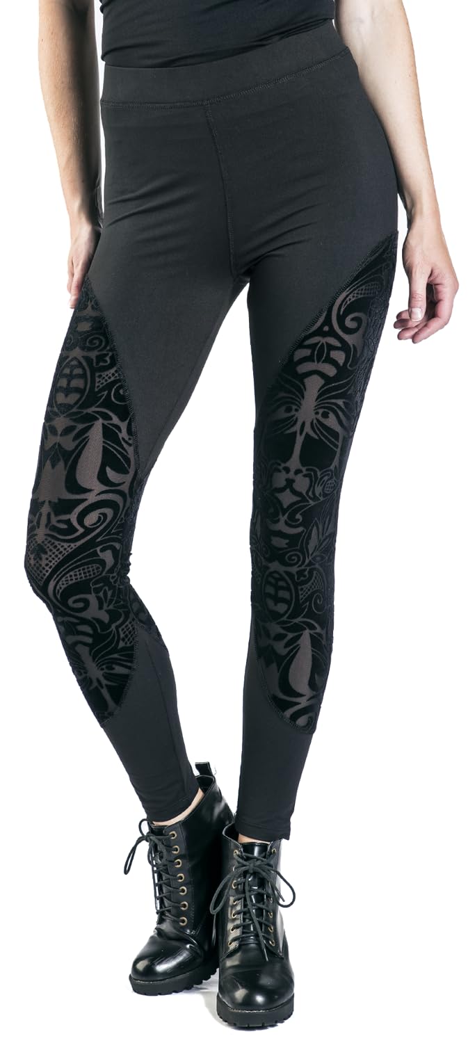 Gothicana by EMP Leggings Neri Floccati XXL Gothic