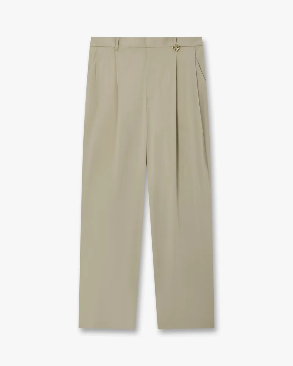Casablanca Pleated Straight pantaloni marroni cotone slim