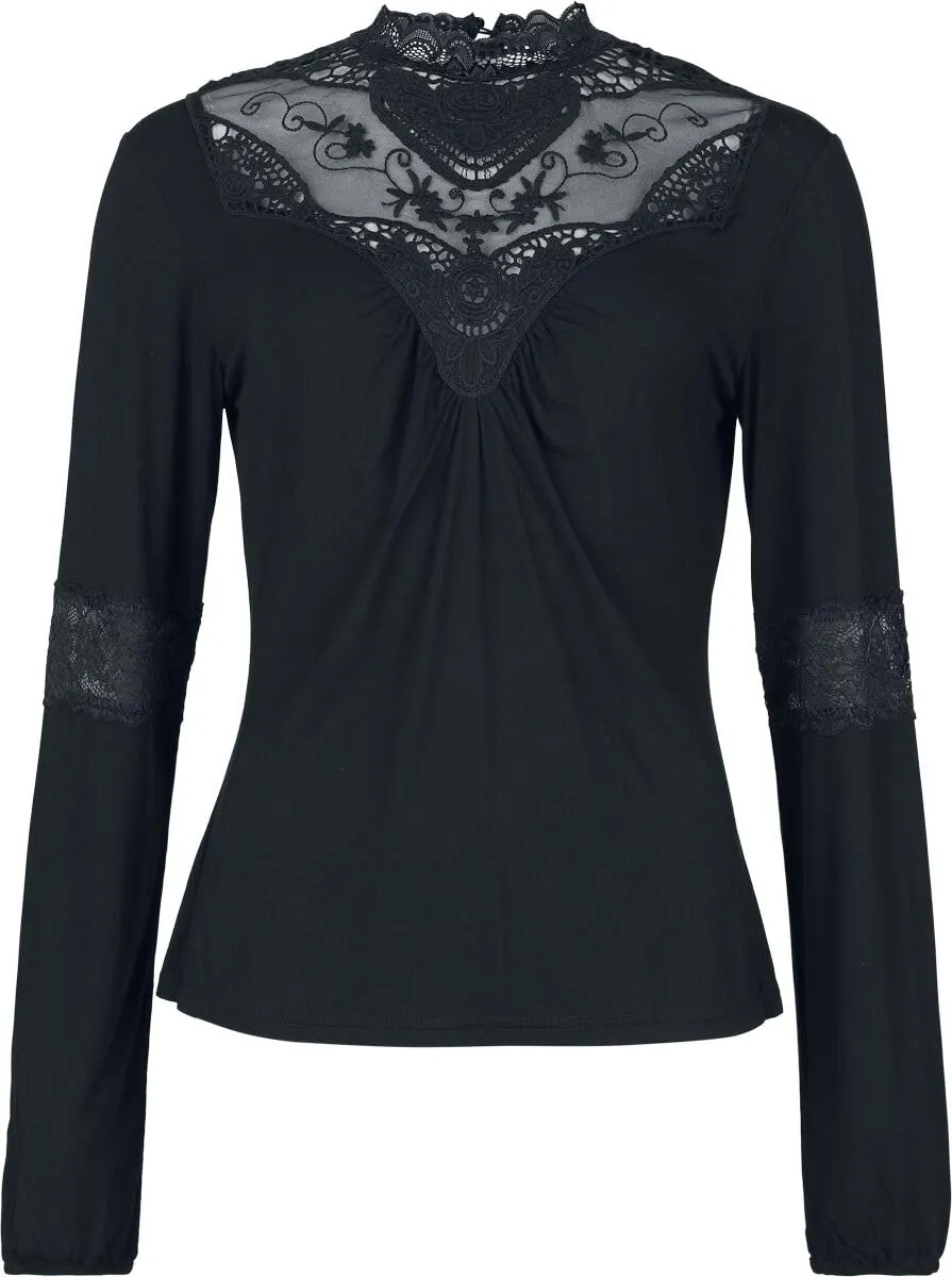 Gothicana by EMP maglia nera pizzo taglia L maniche lunghe